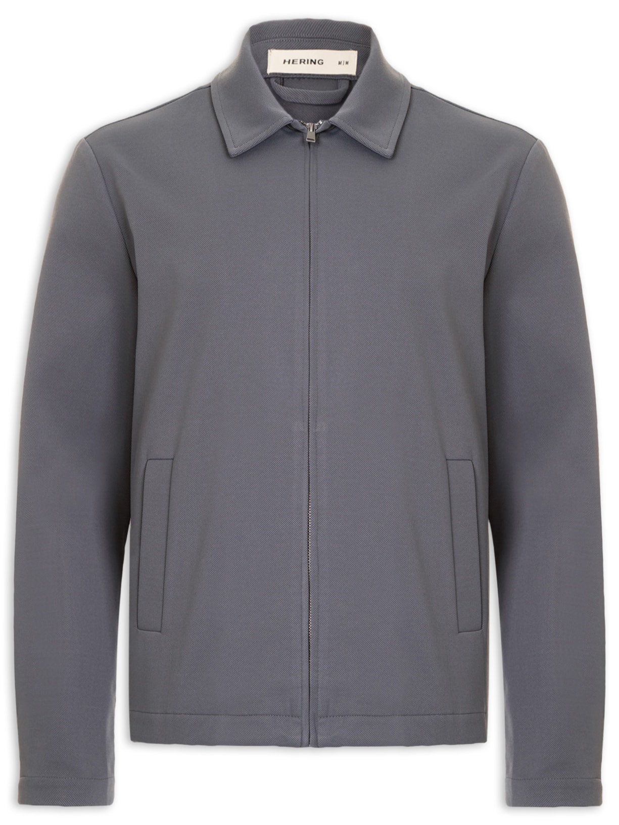 Jaqueta Masculina Box Fit Com Zíper E Bolsos - Cinza