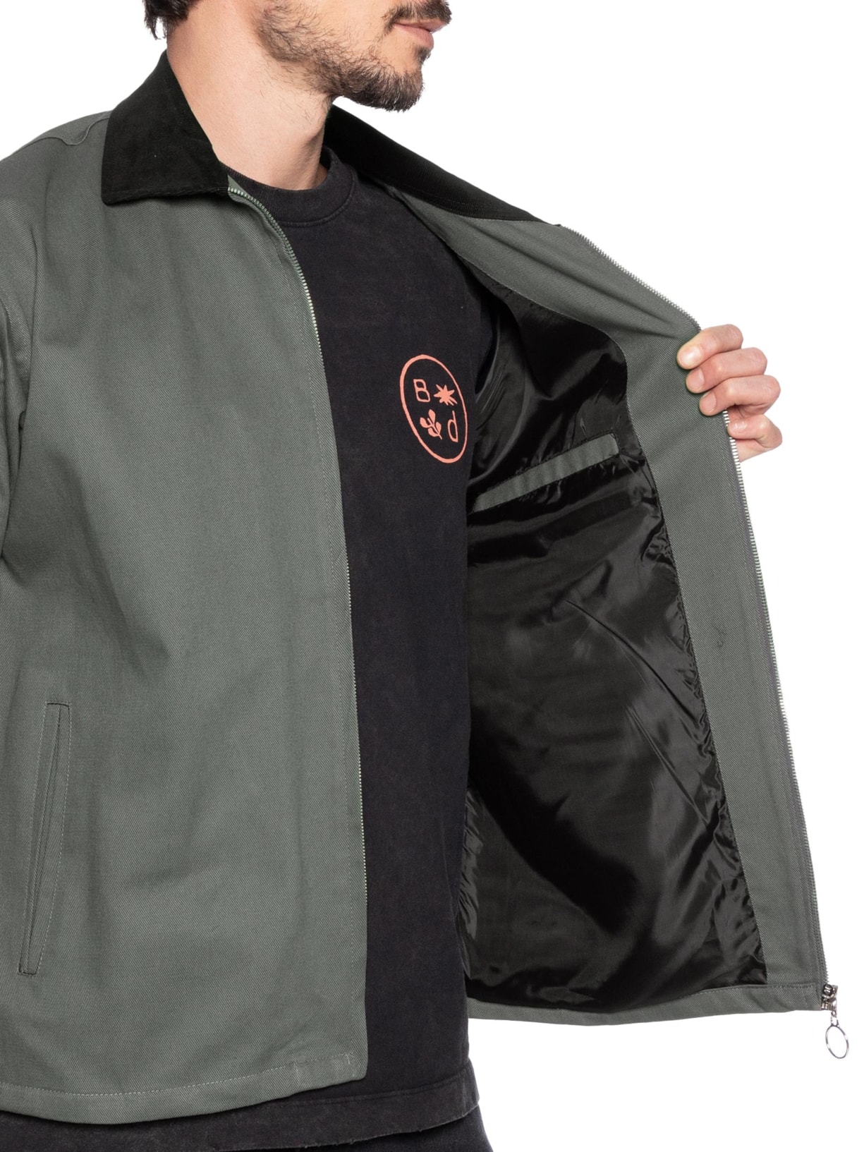 Jaqueta Masculina Boxy Twill Grey Suede Cinza Birden