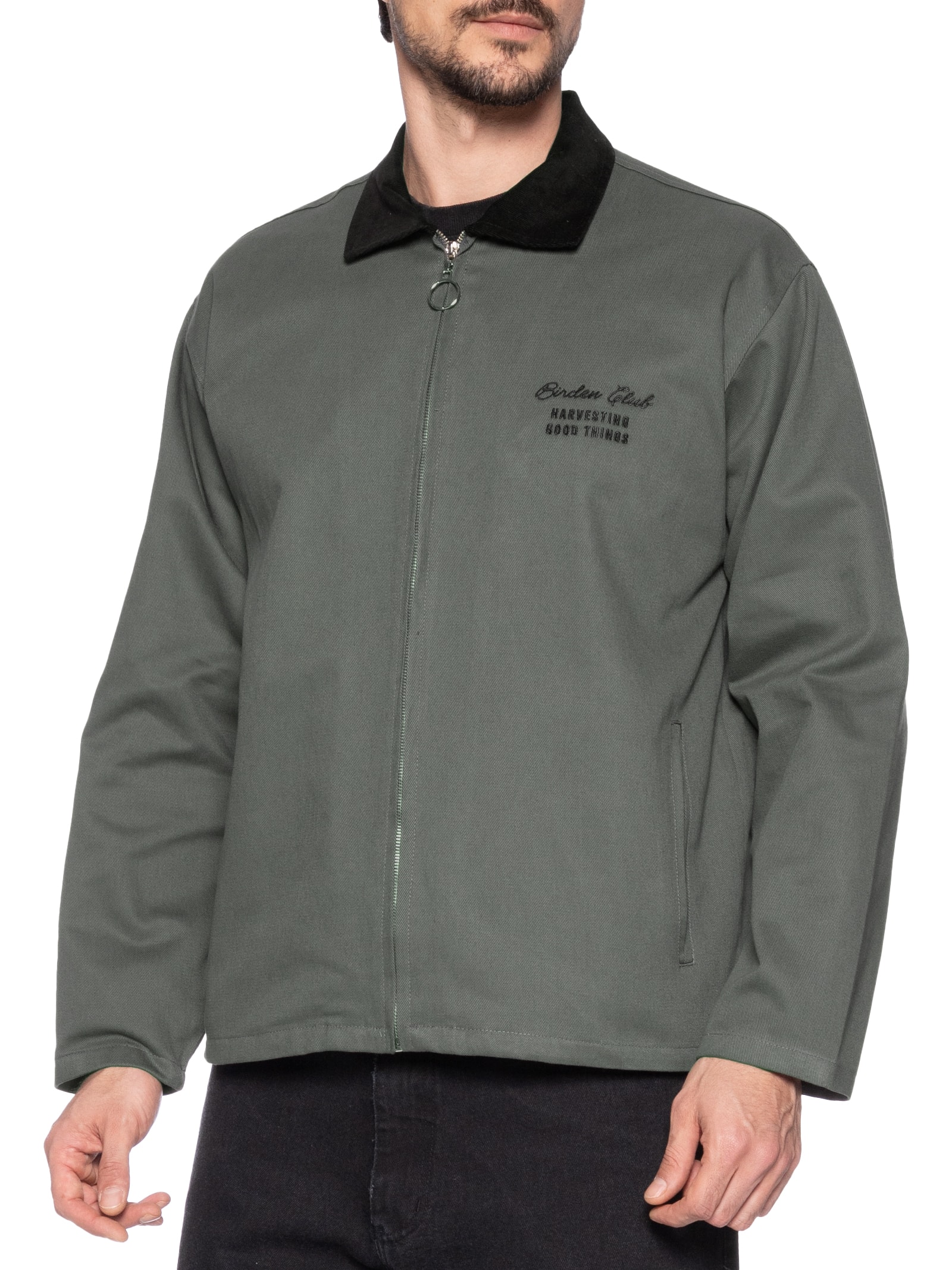 Birden - Jaqueta Masculina Boxy Twill Grey Suede - Cinza