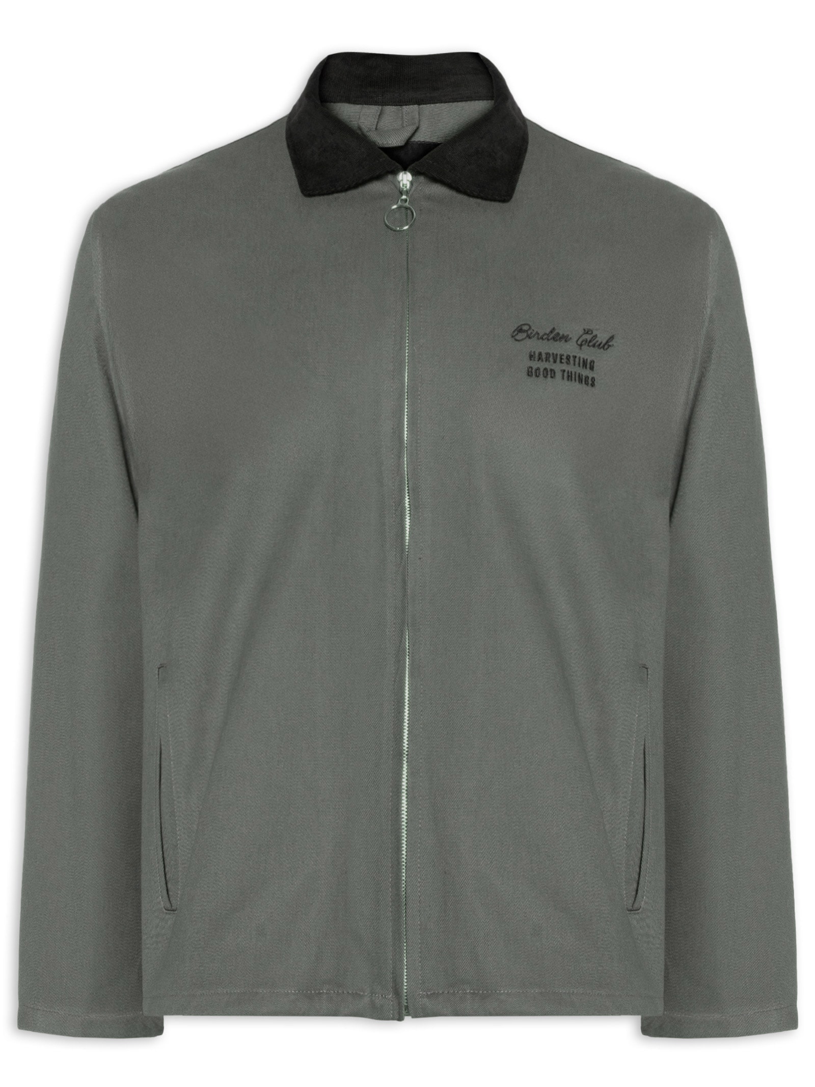 Birden - Jaqueta Masculina Boxy Twill Grey Suede - Cinza