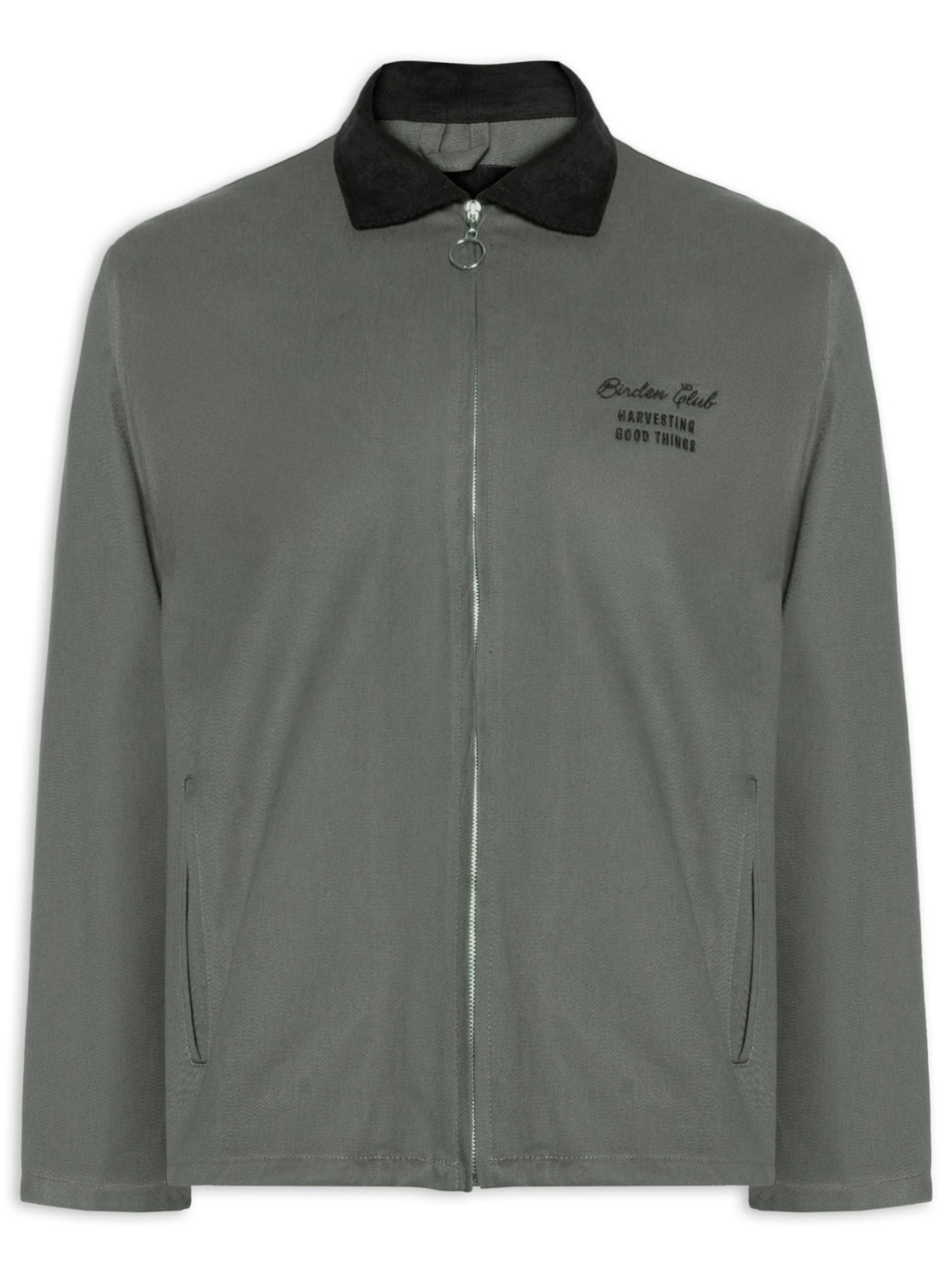 Jaqueta Masculina Boxy Twill Grey Suede - Cinza