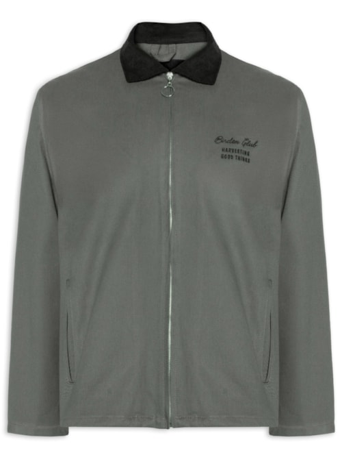 Jaqueta Masculina Boxy Twill Grey Suede - Cinza