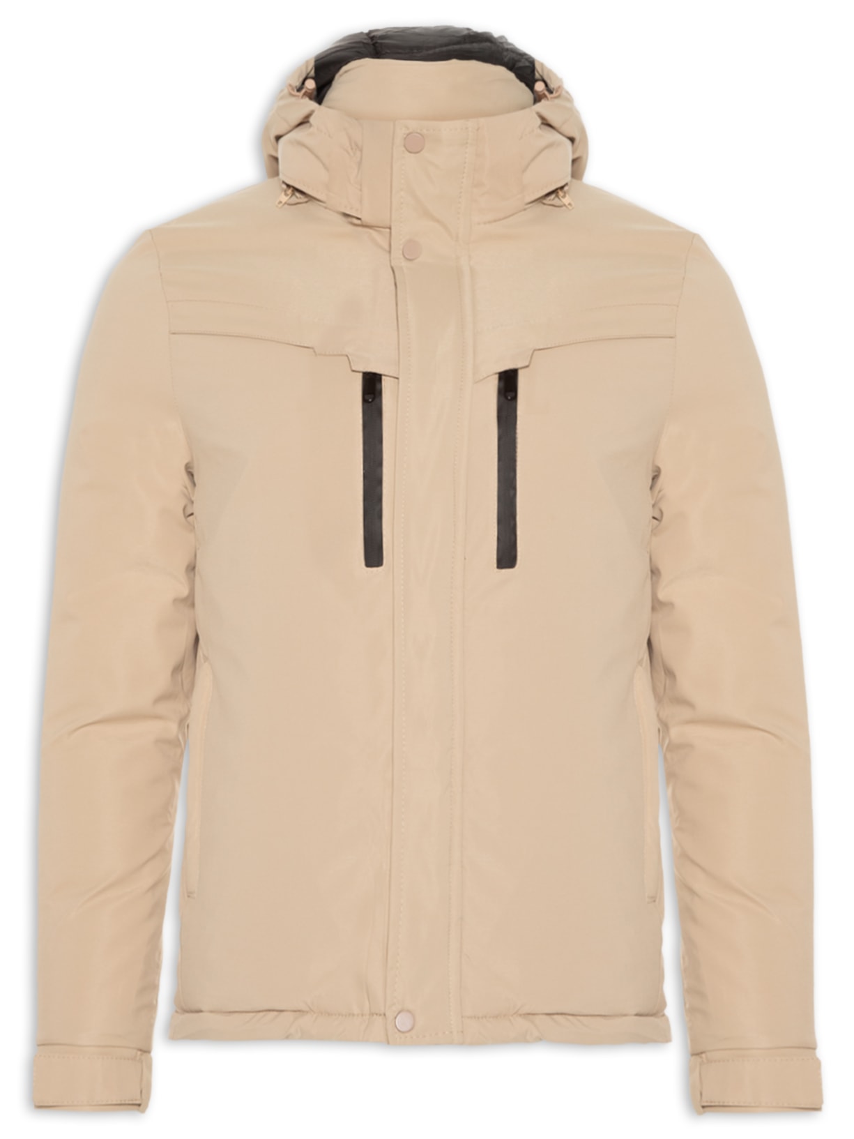 Jaqueta Masculina Casual Básica Com Capuz - Bege