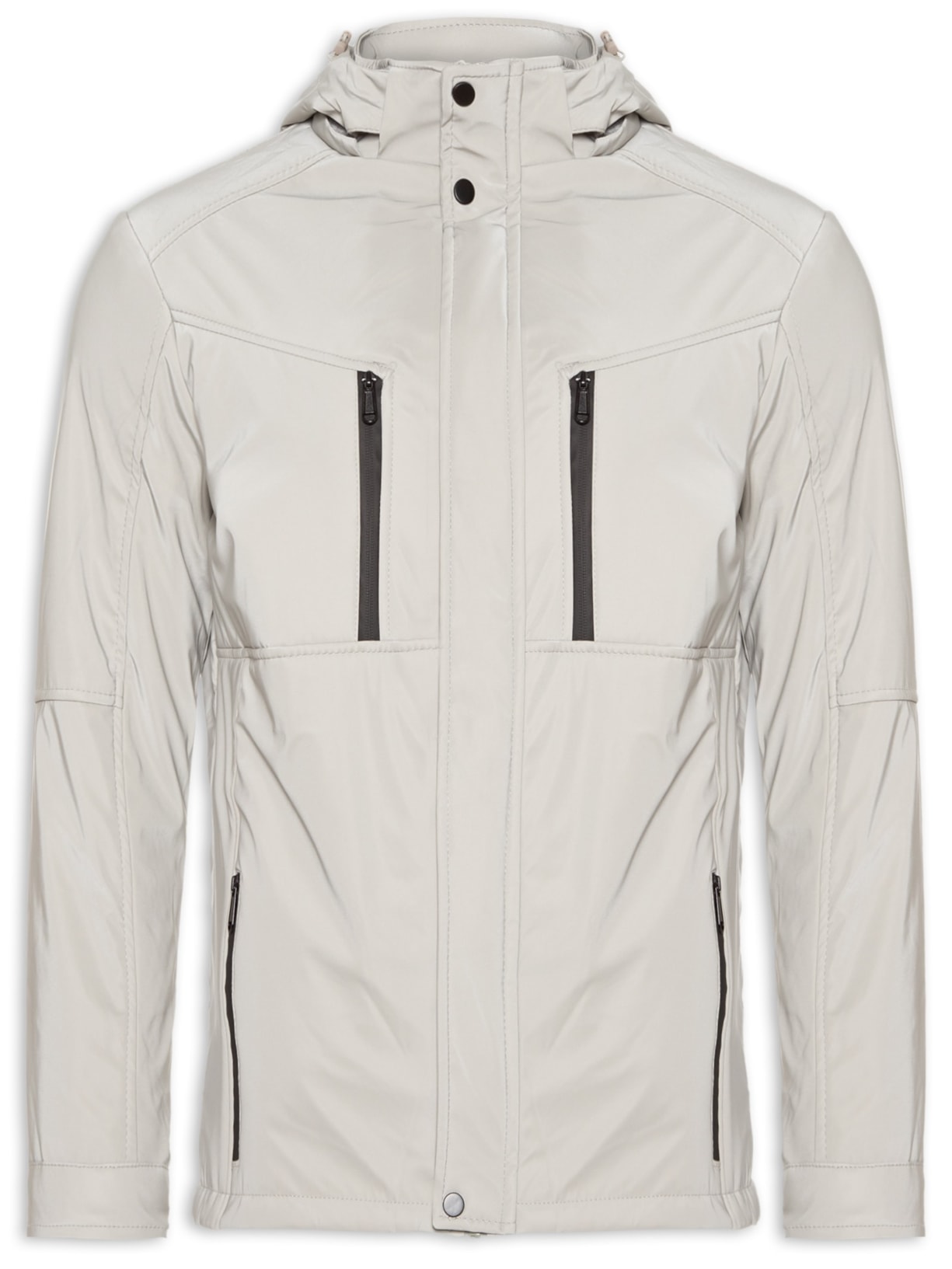 Jaqueta Masculina Casual Básica Com Capuz - Cinza