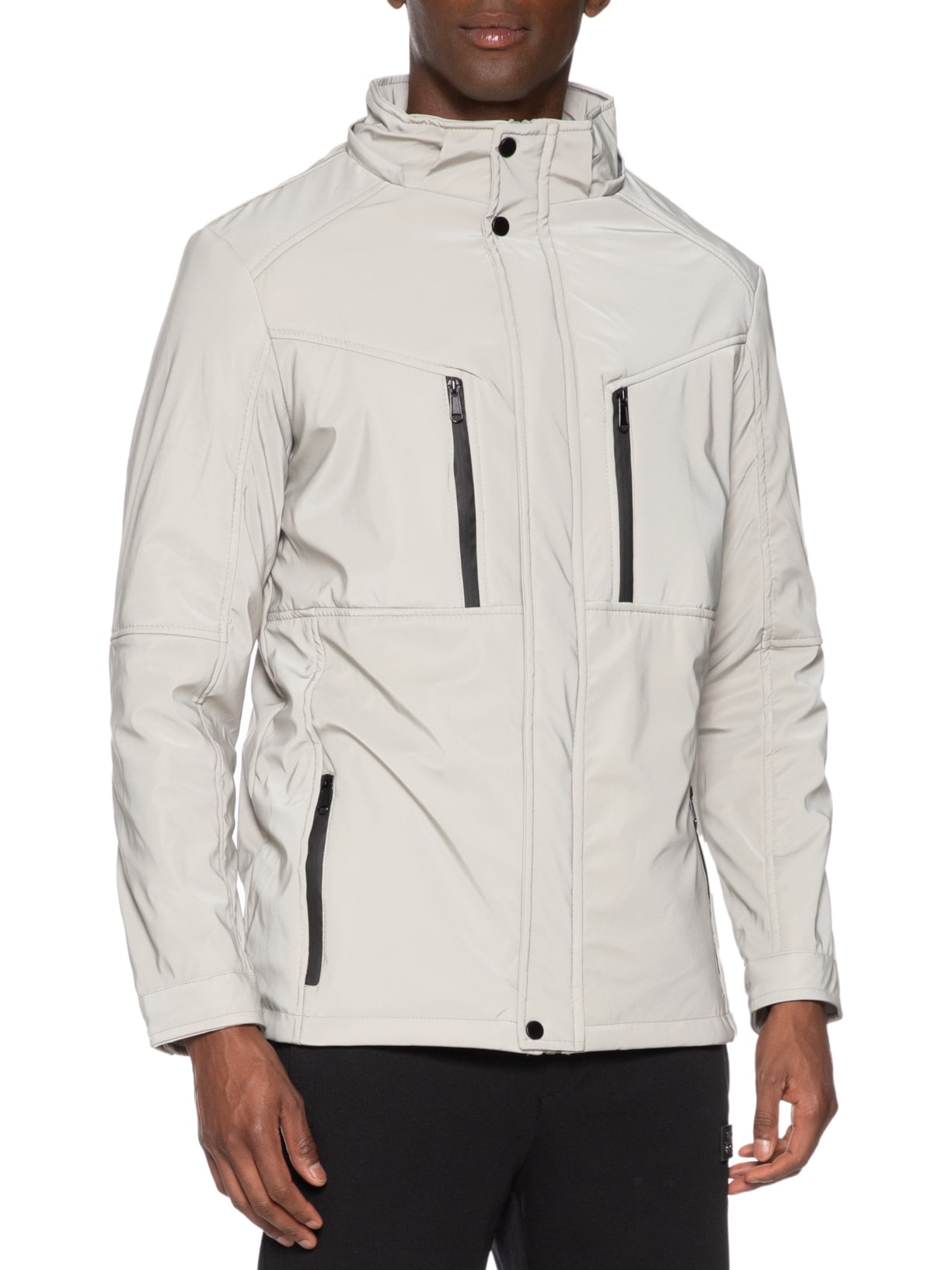 Jaqueta Masculina Casual Básica Com Capuz Cinza Basiq Men