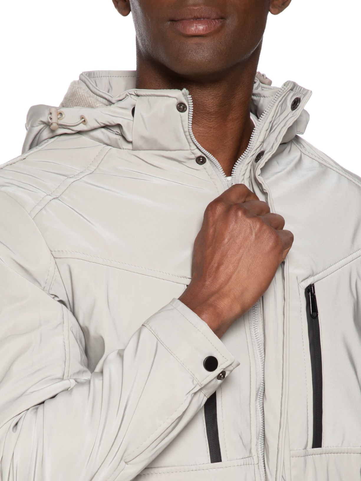 Jaqueta Masculina Casual Básica Com Capuz Cinza Basiq Men