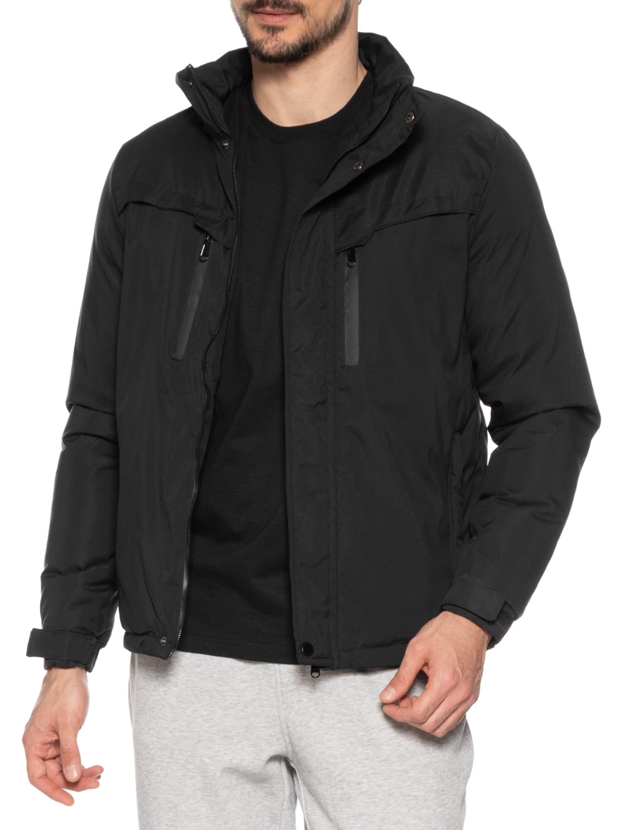 Jaqueta Masculina Casual Básica Com Capuz Preto Basiq Men