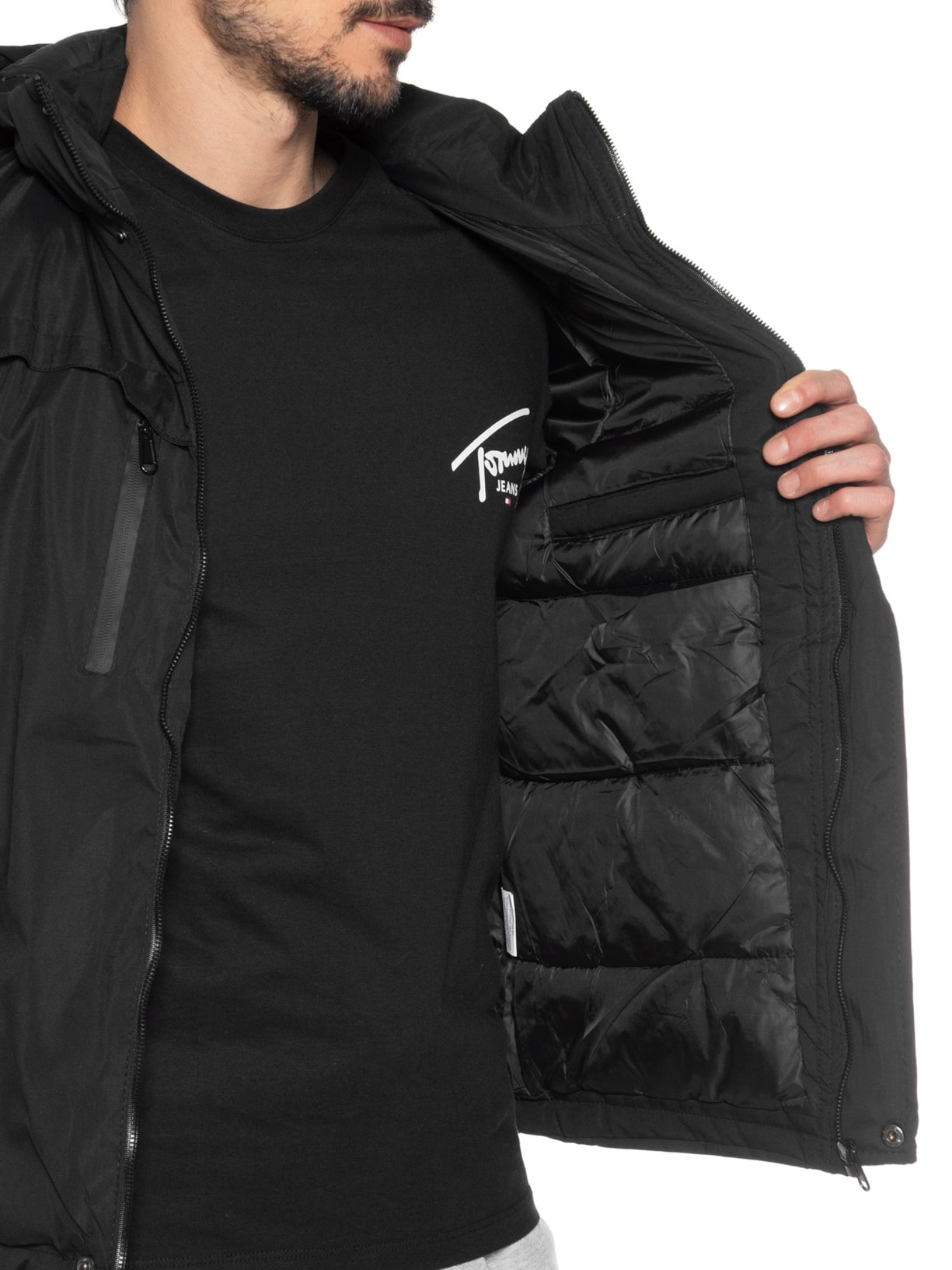 Jaqueta Masculina Casual Básica Com Capuz Preto Basiq Men