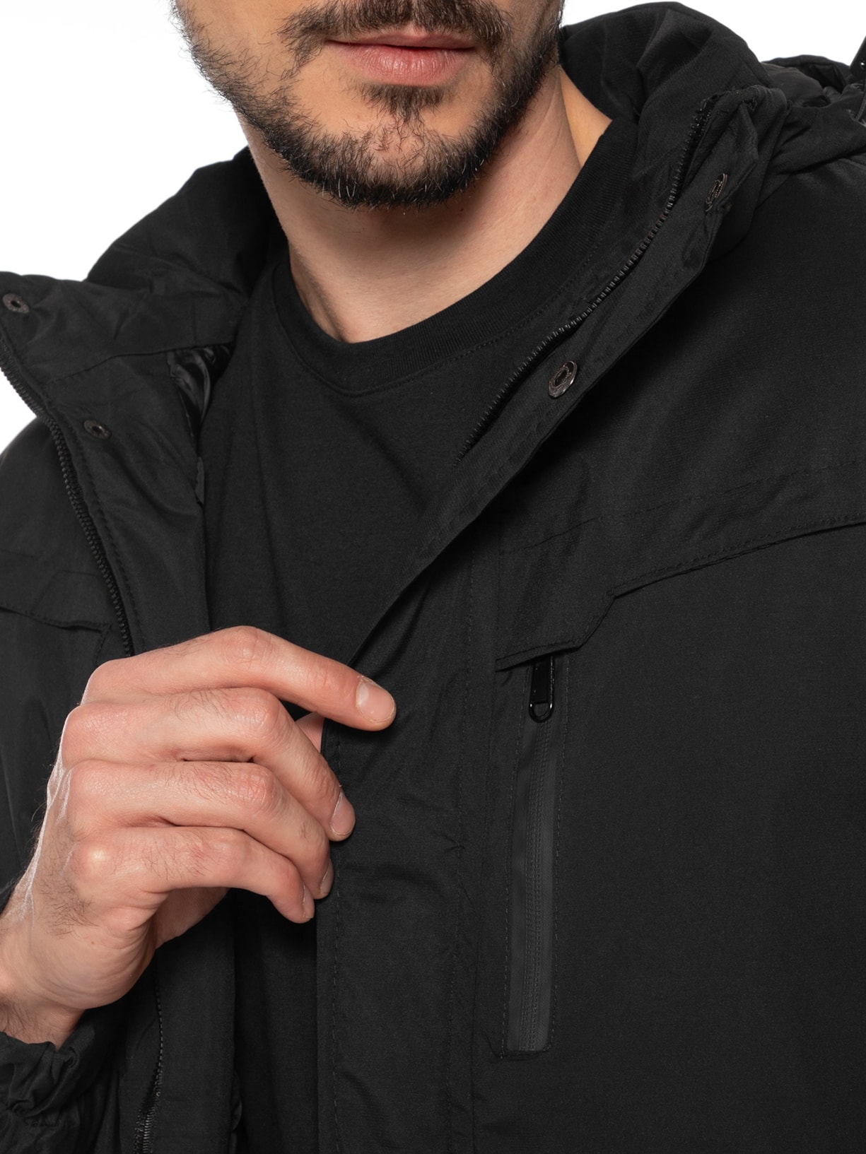 Jaqueta Masculina Casual Básica Com Capuz Preto Basiq Men