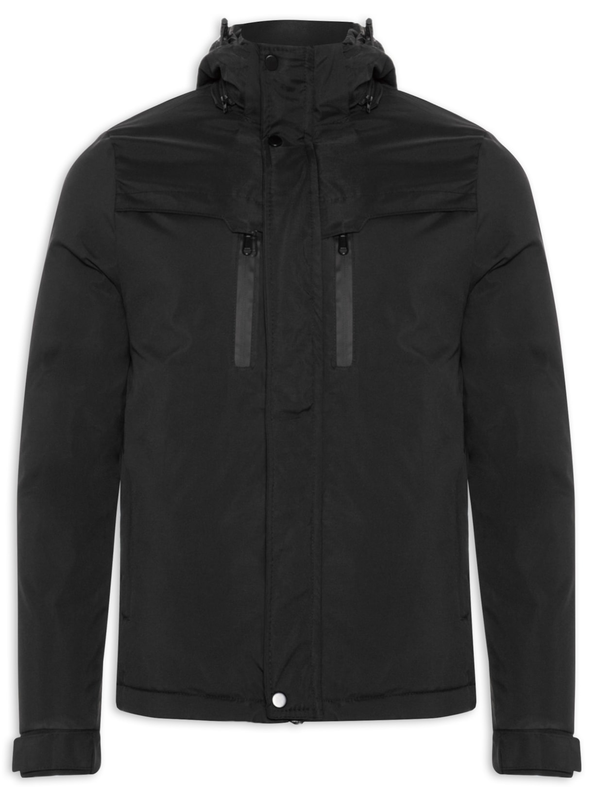 Jaqueta Masculina Casual Básica Com Capuz Preto Basiq Men