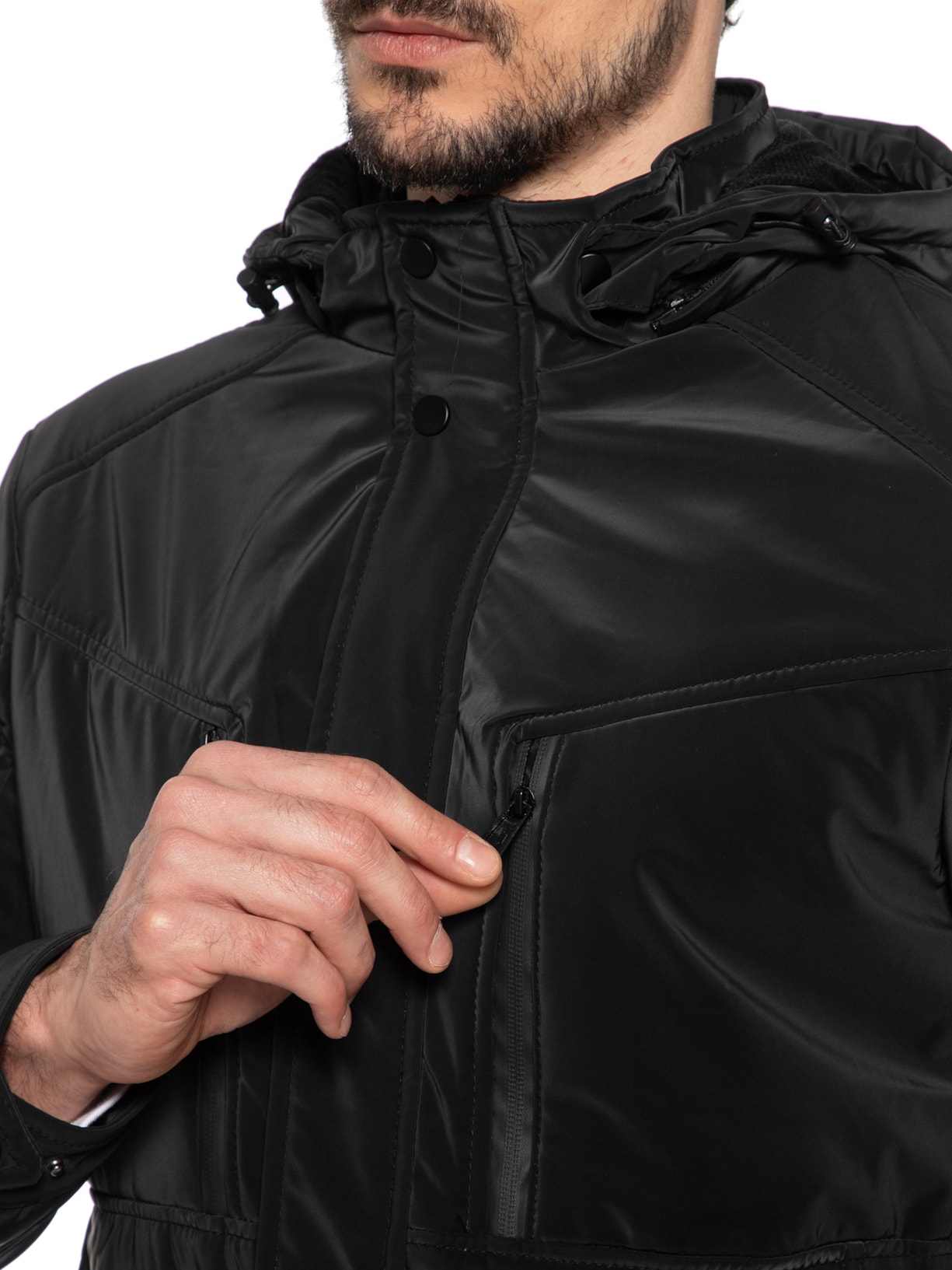 Jaqueta Masculina Casual Básica com Capuz Preto Basiq Men