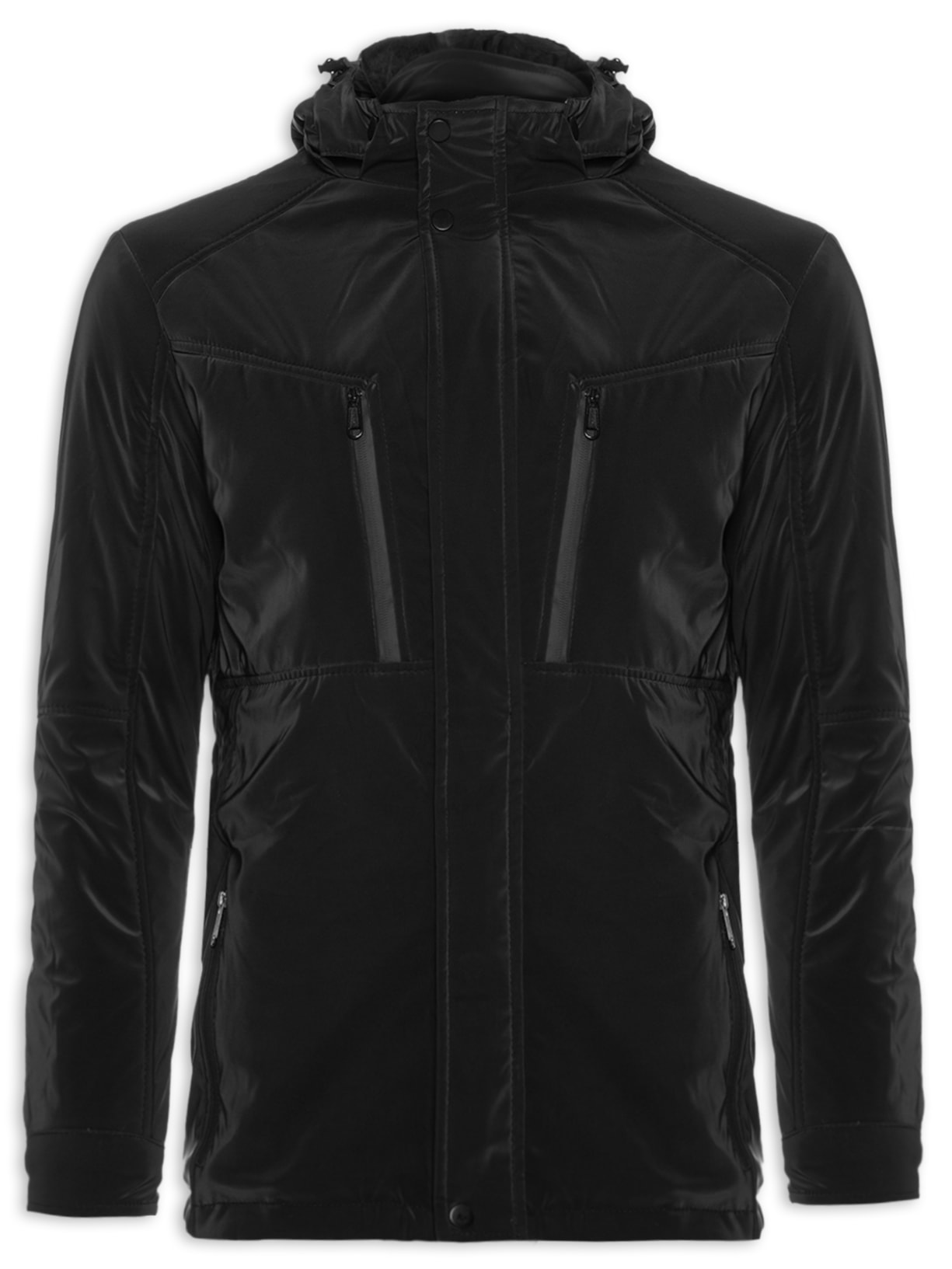 Jaqueta Masculina Casual Básica com Capuz Preto Basiq Men