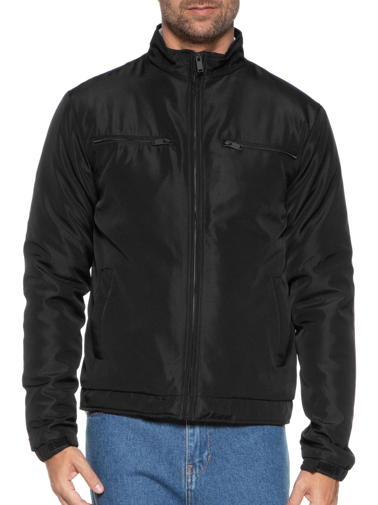 Jaqueta Masculina Casual Bolsos Preto '2 Essential