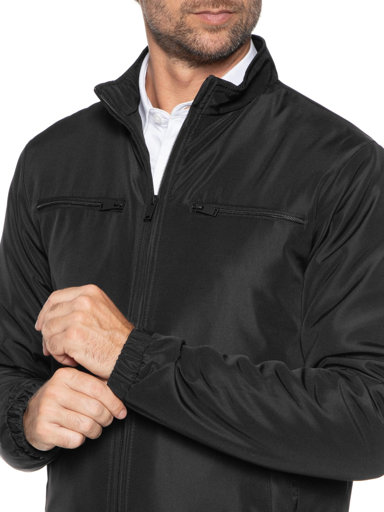 Jaqueta Masculina Casual Bolsos Preto '2 Essential