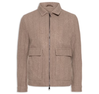 Jaqueta Masculina Casual Com Bolsa Frontal - Bege 