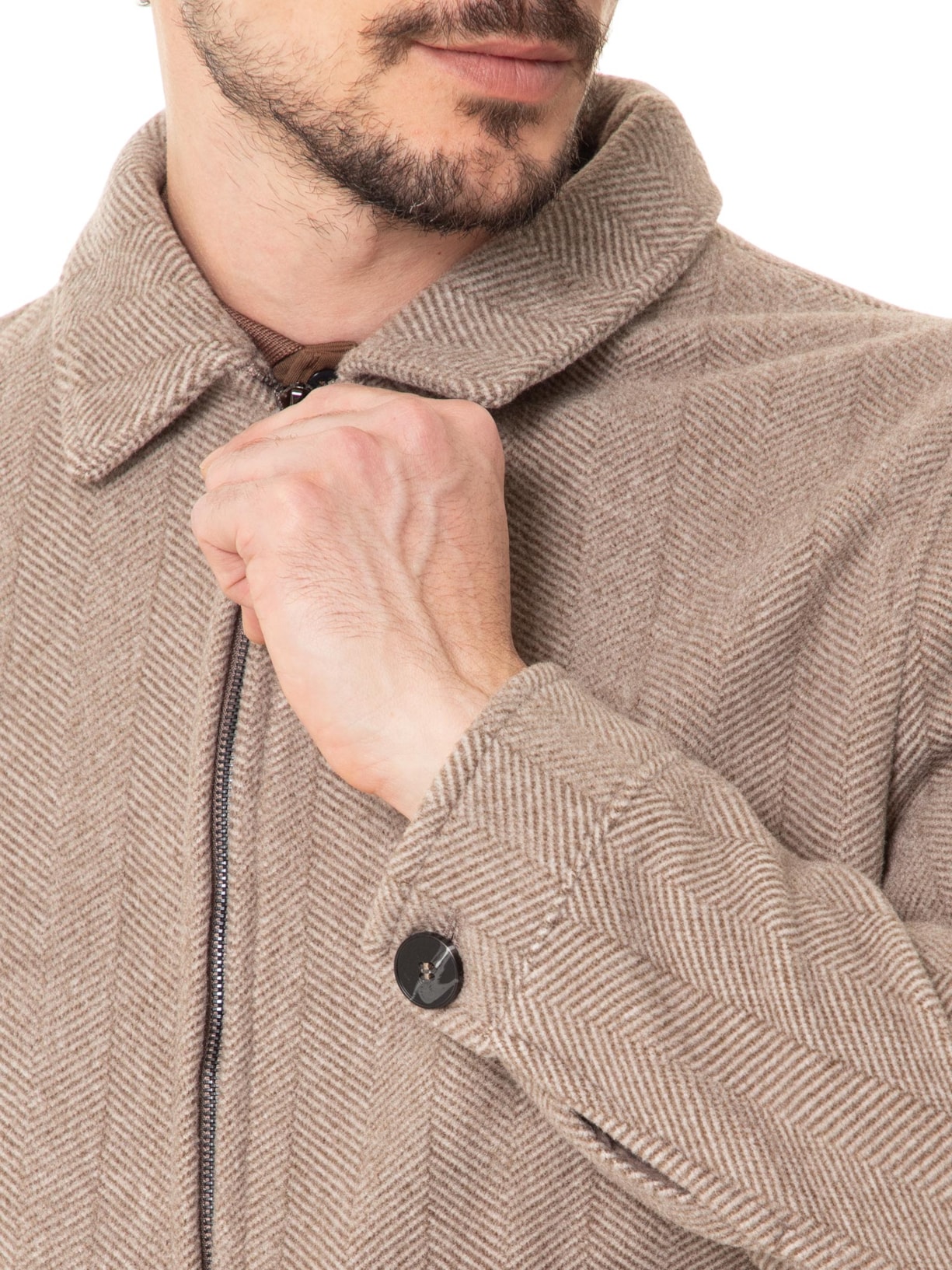 Jaqueta Masculina Casual Com Bolsa Frontal Bege  Basiq Men