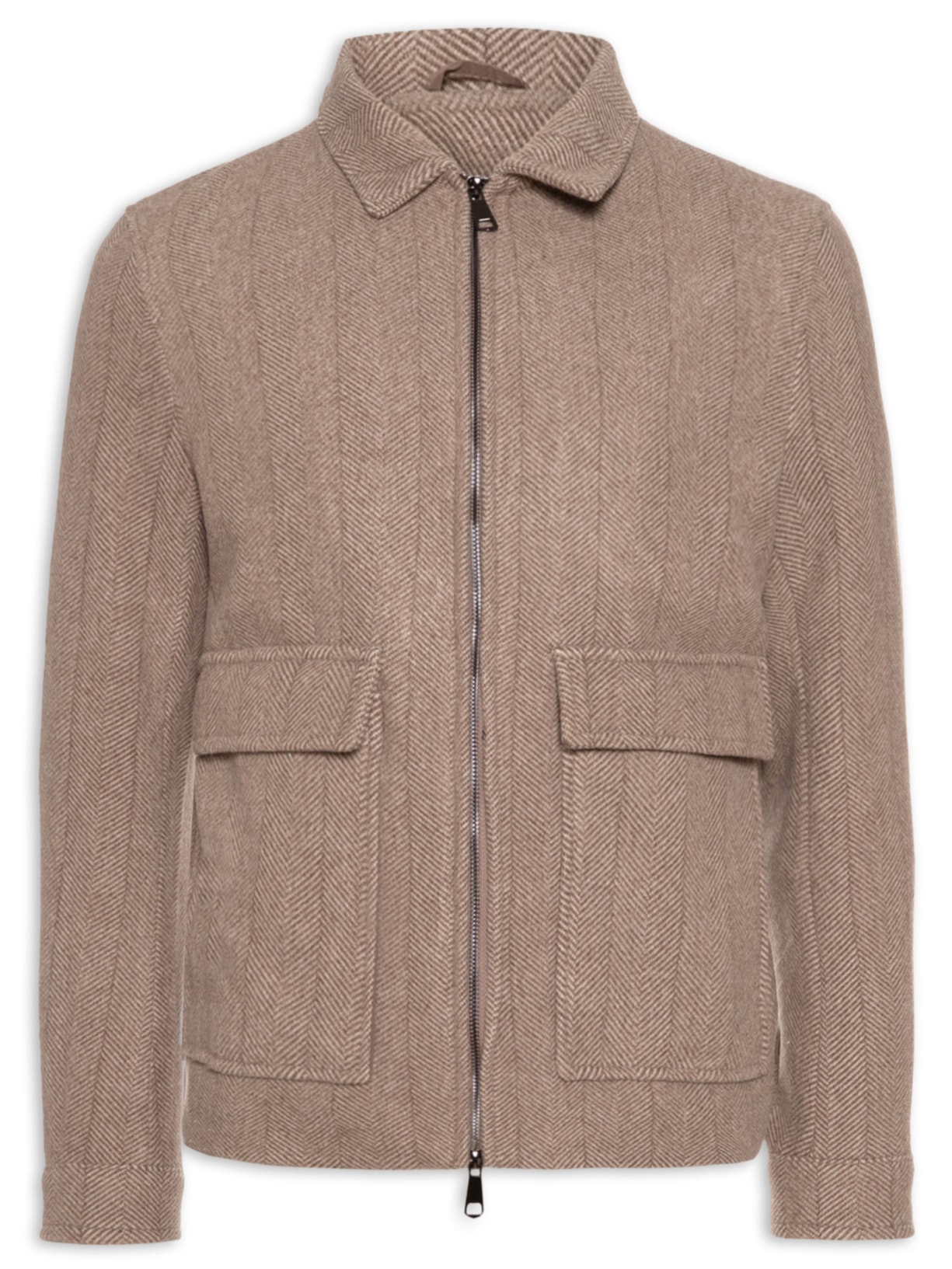 Jaqueta Masculina Casual Com Bolsa Frontal - Bege