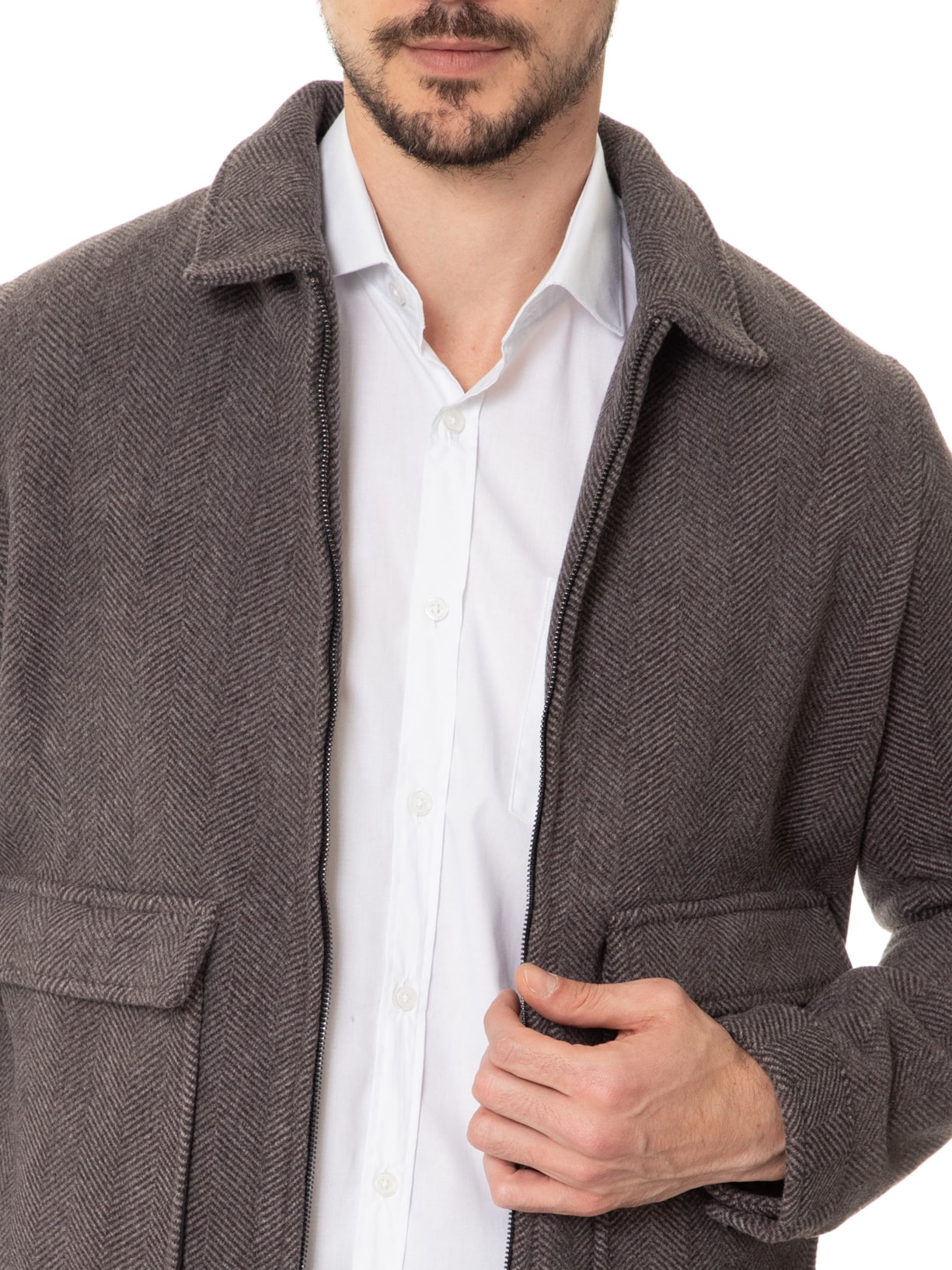 Jaqueta Masculina Casual Com Bolsa Frontal Cinza Basiq Men