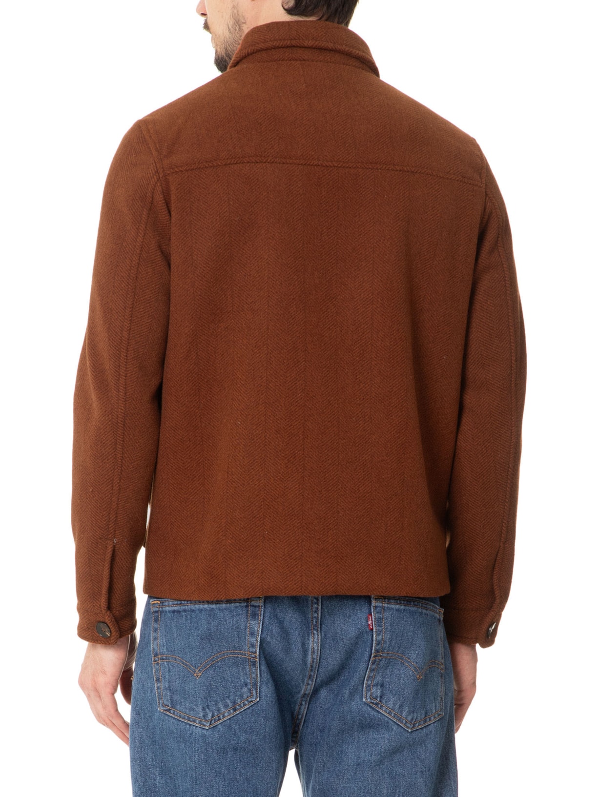 Jaqueta Masculina Casual Com Bolsa Frontal Marrom Basiq Men