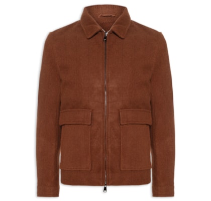 Jaqueta Masculina Casual Com Bolsa Frontal - Marrom