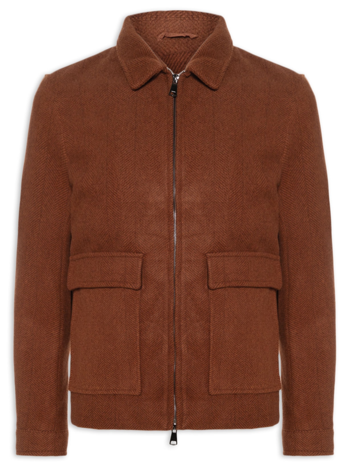 Jaqueta Masculina Casual Com Bolsa Frontal Marrom Basiq Men