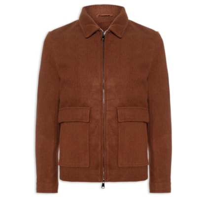 Jaqueta Masculina Casual Com Bolsa Frontal - Marrom