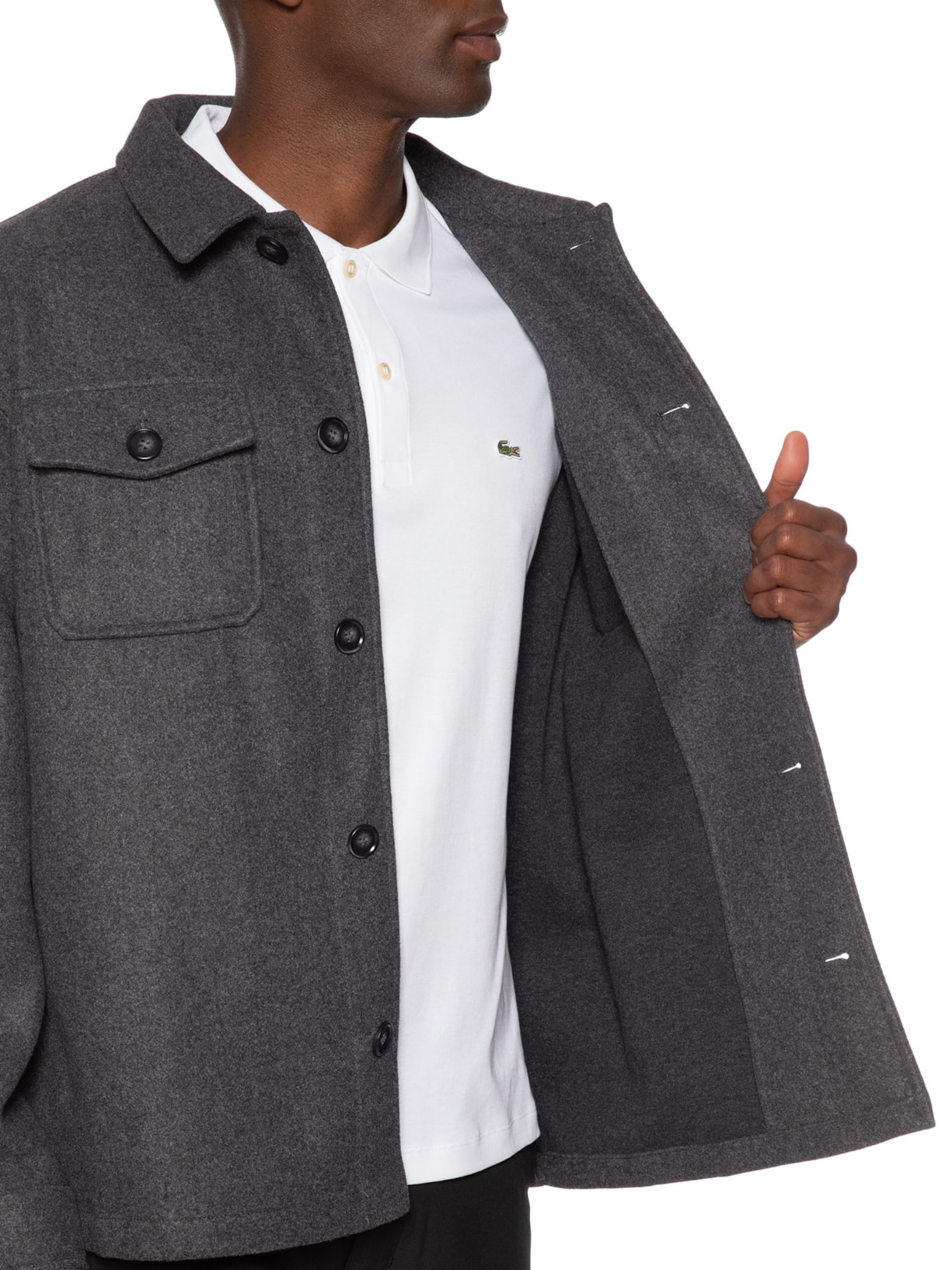 Jaqueta Masculina Casual Com Bolso Cinza Basiq Men