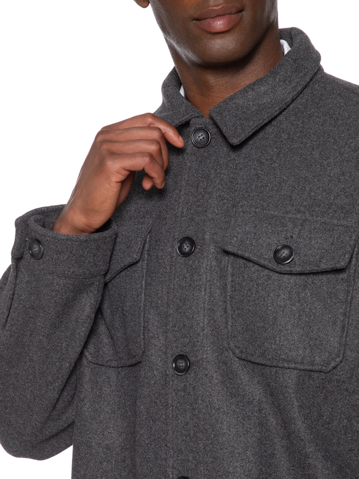 Jaqueta Masculina Casual Com Bolso Cinza Basiq Men