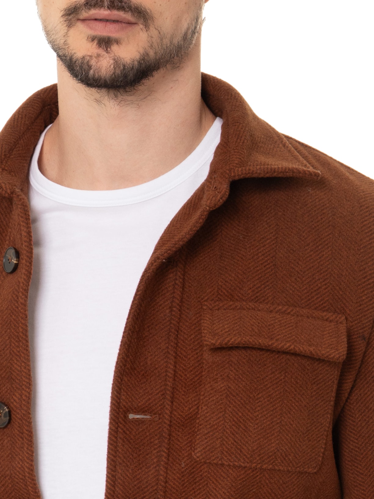 Jaqueta Masculina Casual Com Bolso Frontal Bege  Basiq Men