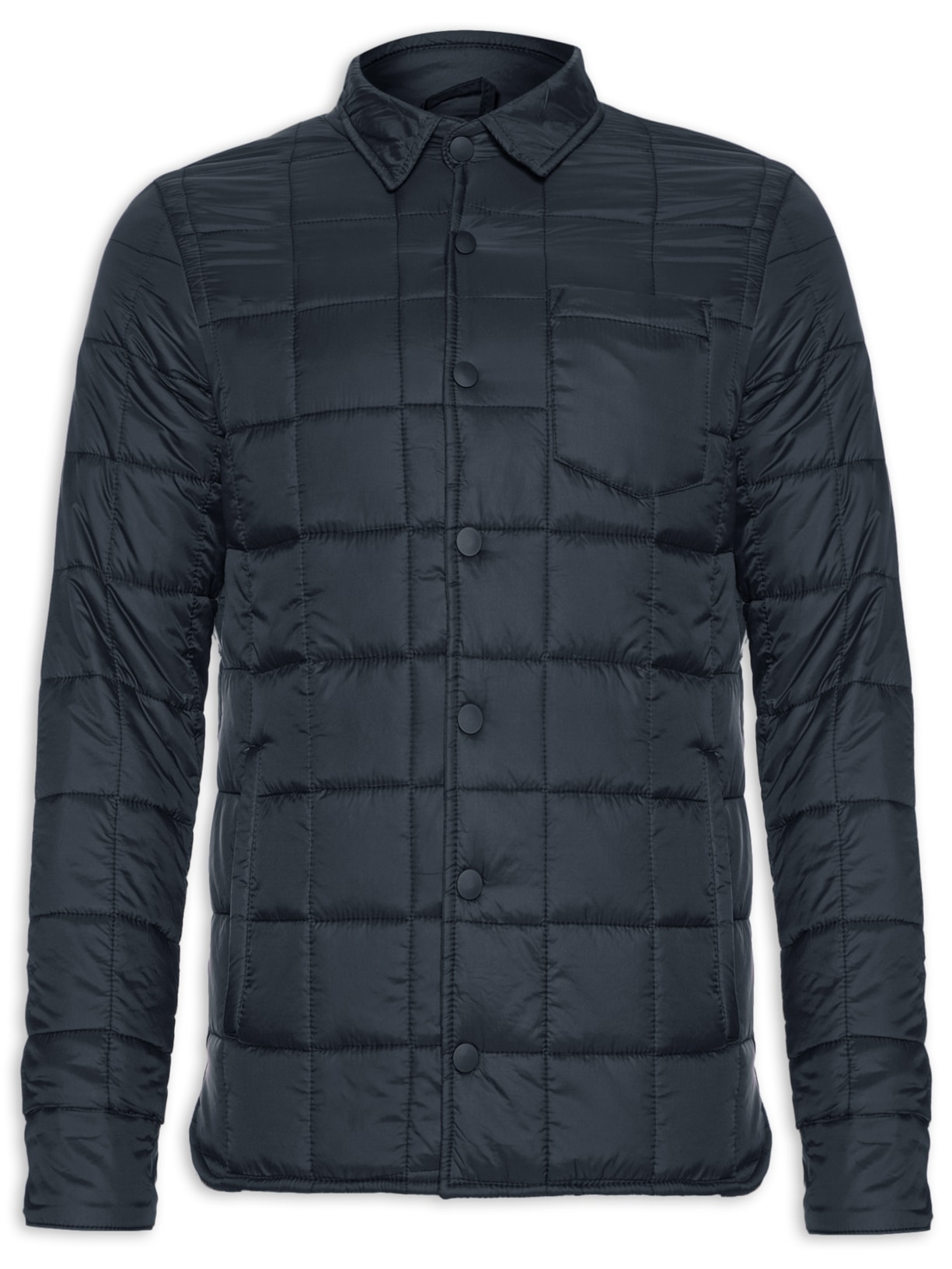 Jaqueta Masculina Com Botões De Pressão Matelassê - Azul