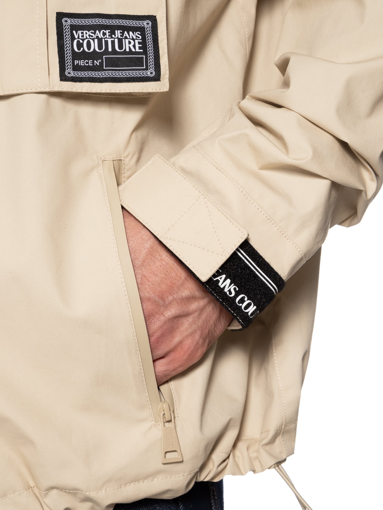 Jaqueta Masculina Com Capuz Bege Versace Jeans Couture