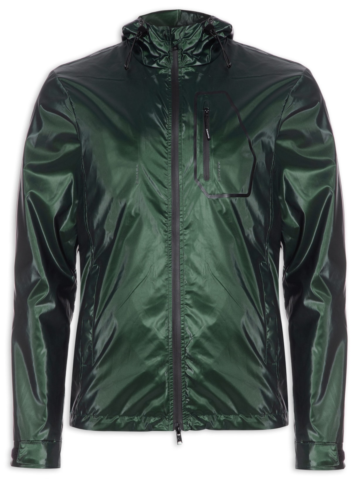 Jaqueta Masculina Com Capuz Metálica - Verde