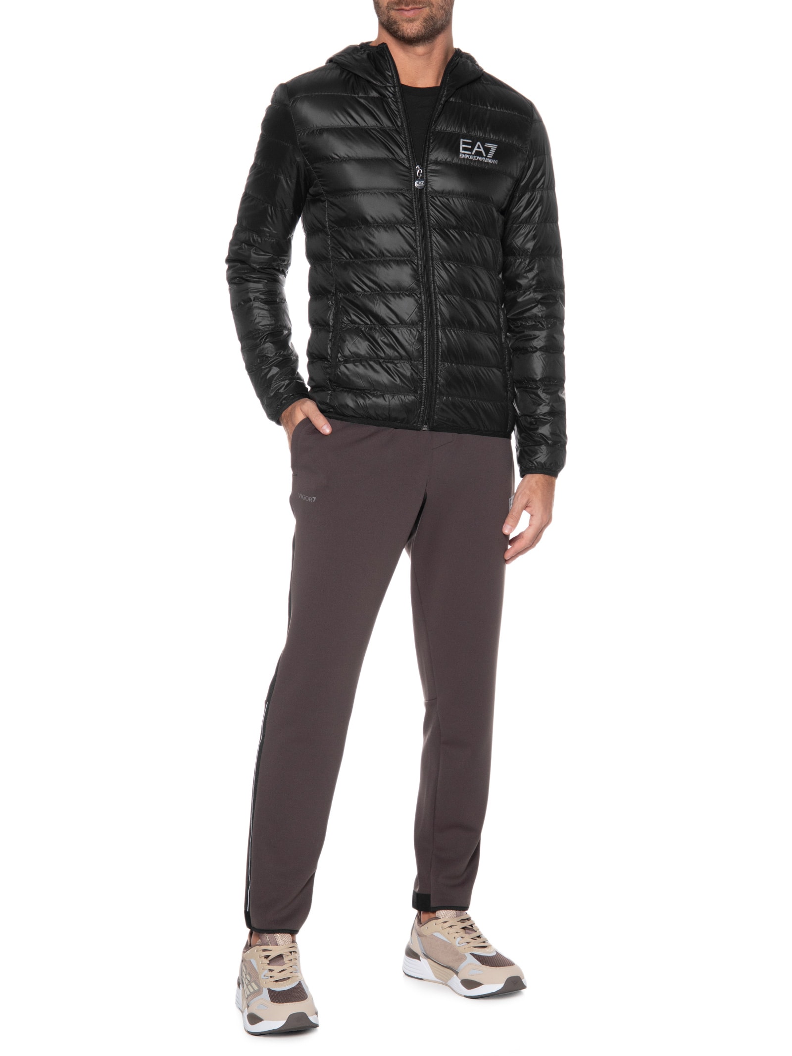 Ea7 Emporio Armani - Jaqueta Masculina Com Capuz - Preto