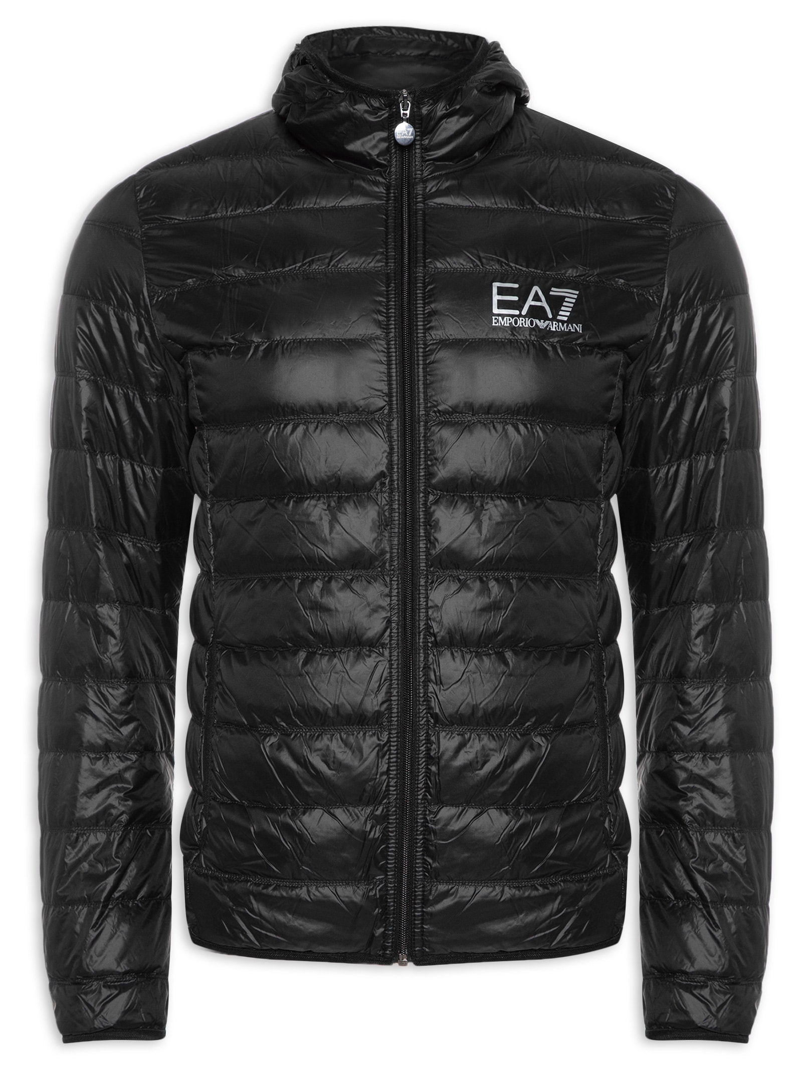 Ea7 Emporio Armani - Jaqueta Masculina Com Capuz - Preto