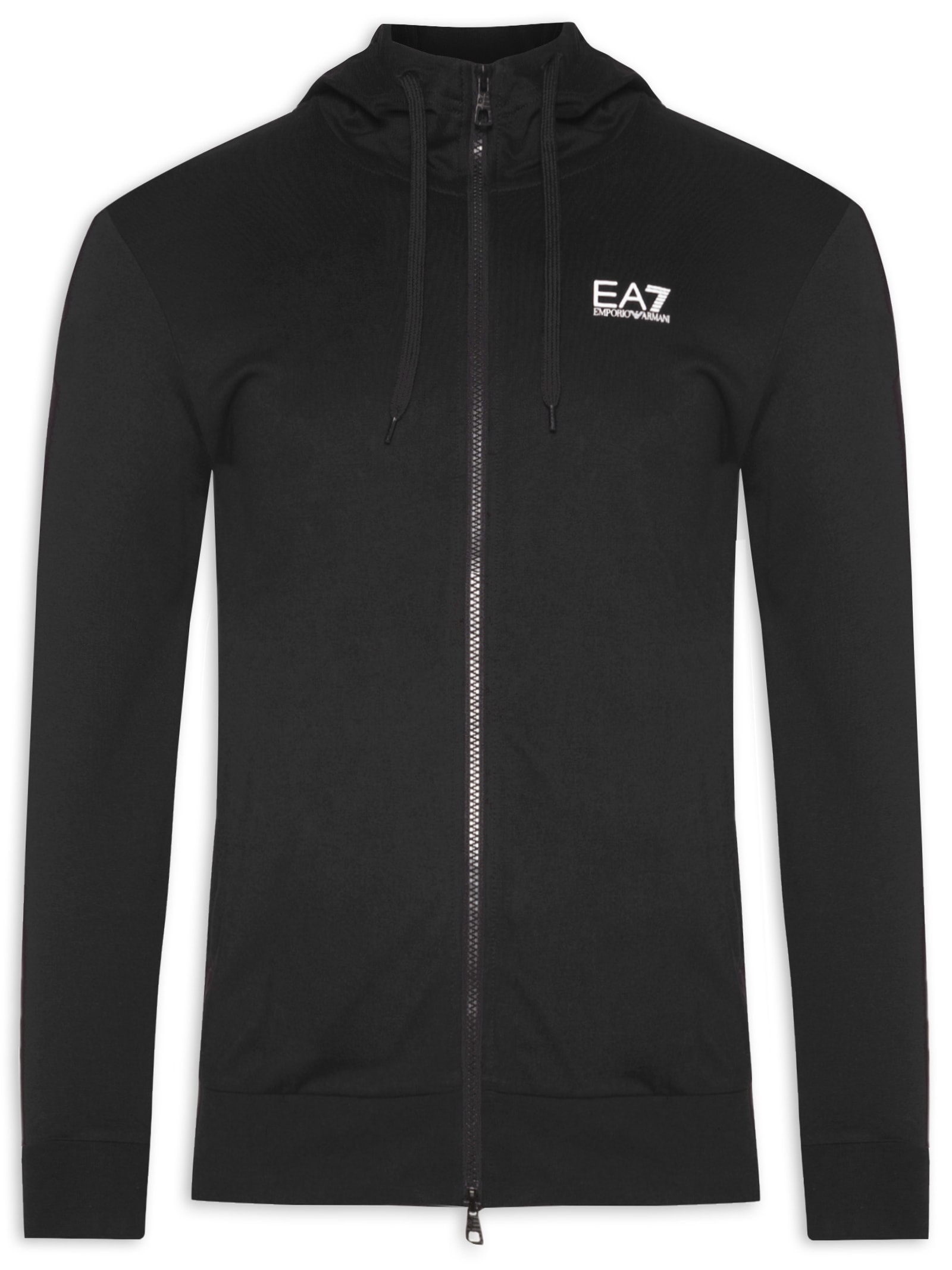 Ea7 Emporio Armani - Jaqueta Masculina Com Capuz - Preto