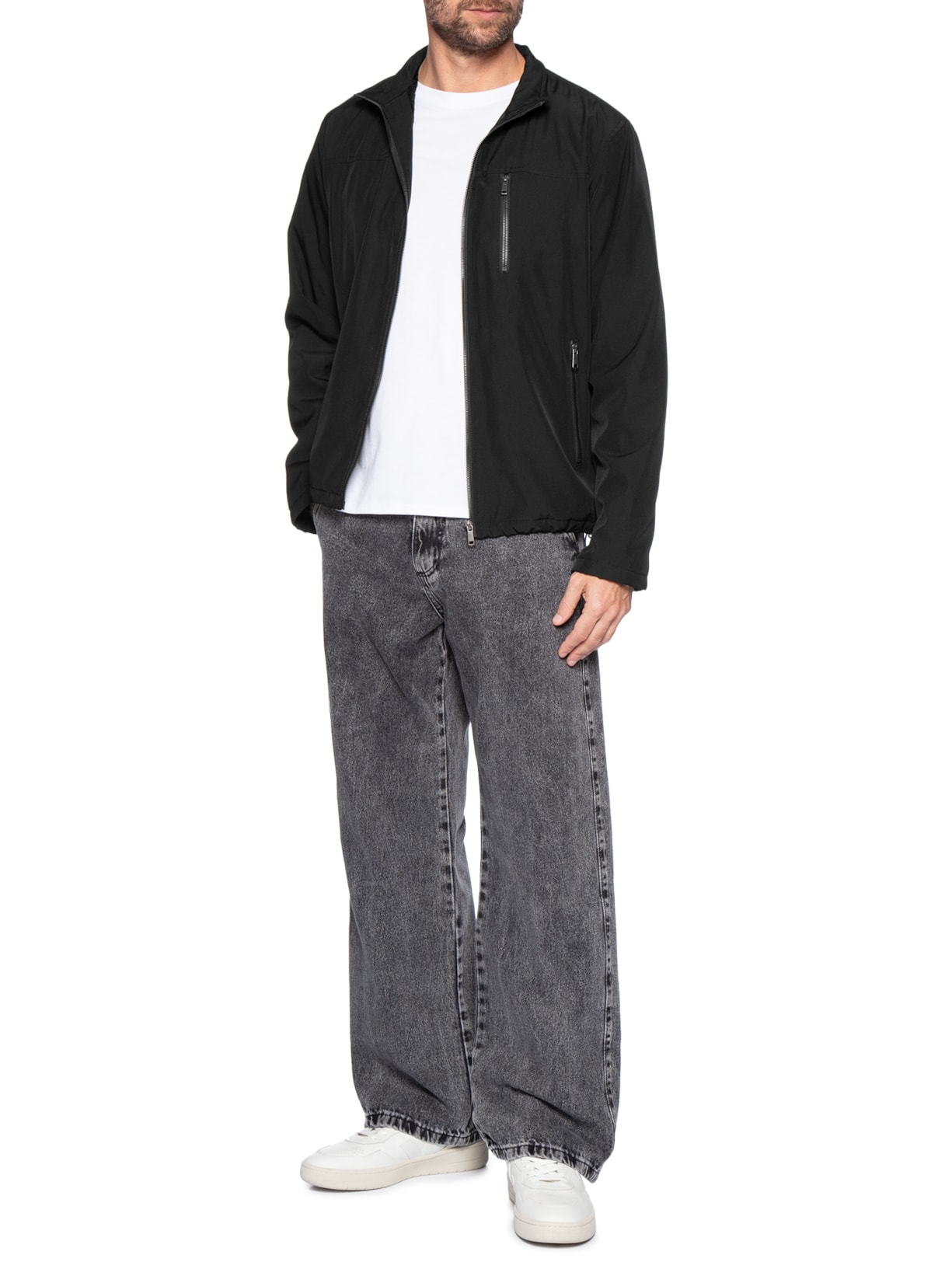 Jaqueta Masculina Com Zíper– Preto Basiq Men
