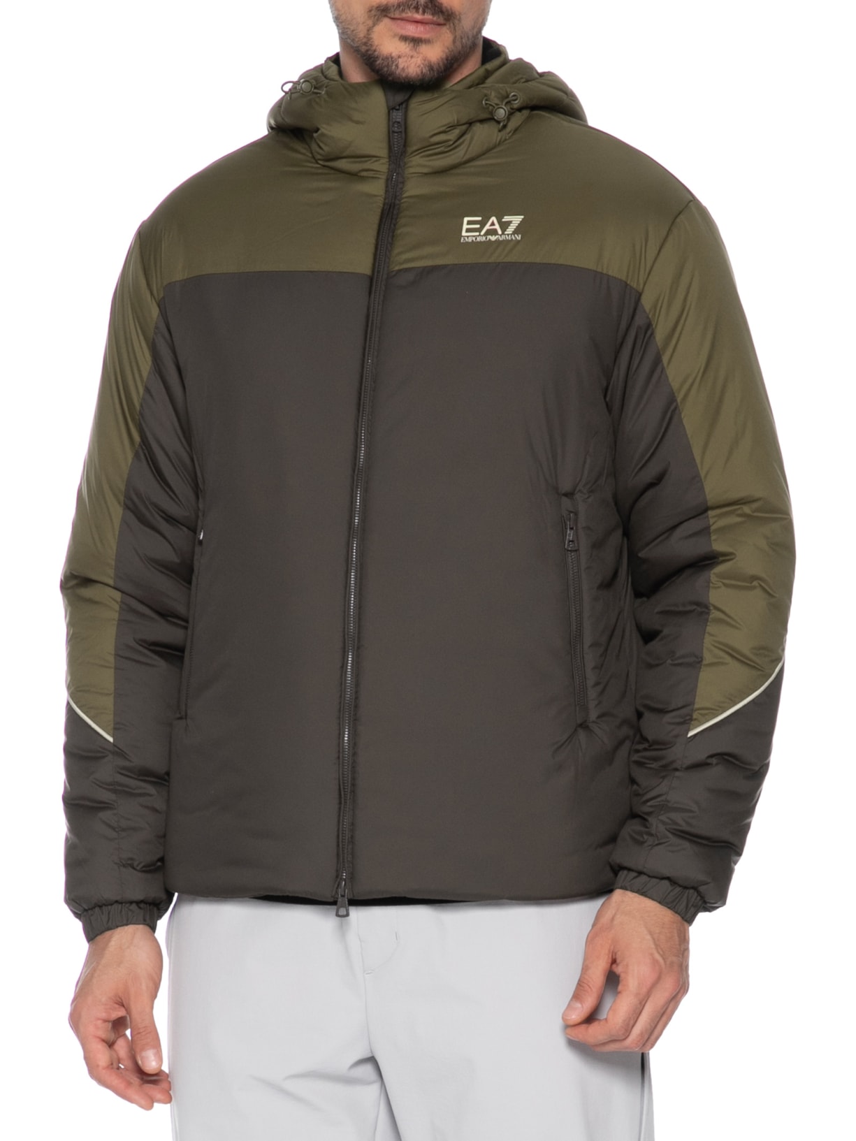 Jaqueta Masculina Corta Vento Athletic Color Block Marrom Ea7 Emporio Armani