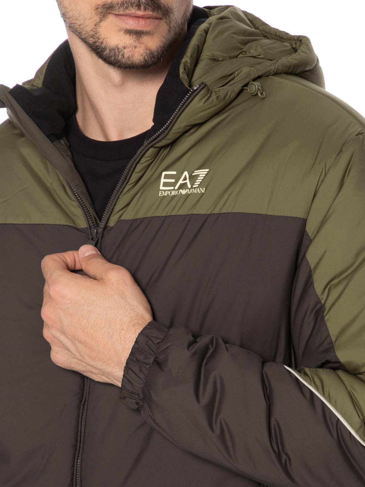 Jaqueta Masculina Corta Vento Athletic Color Block Marrom Ea7 Emporio Armani