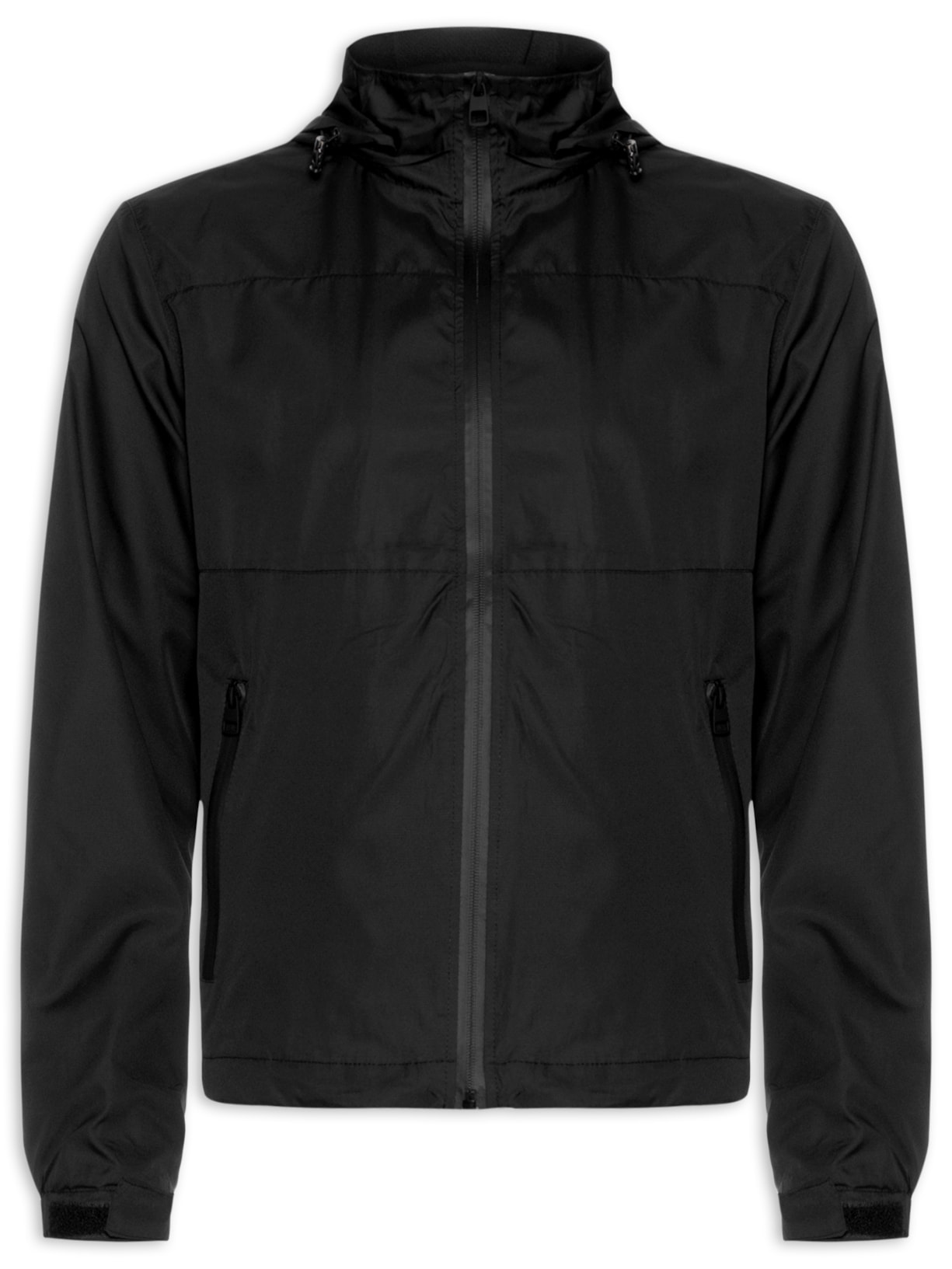 Jaqueta Masculina Corta Vento Capuz Removível - Preto
