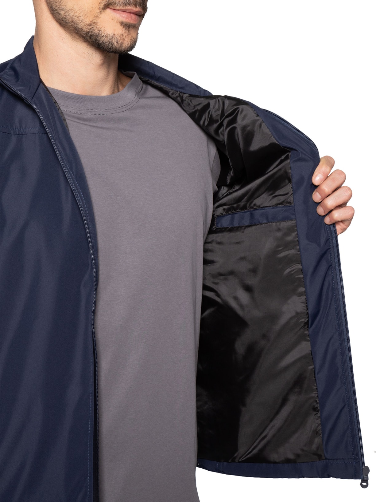 Jaqueta Masculina Corta Vento Casual Azul Basiq Men