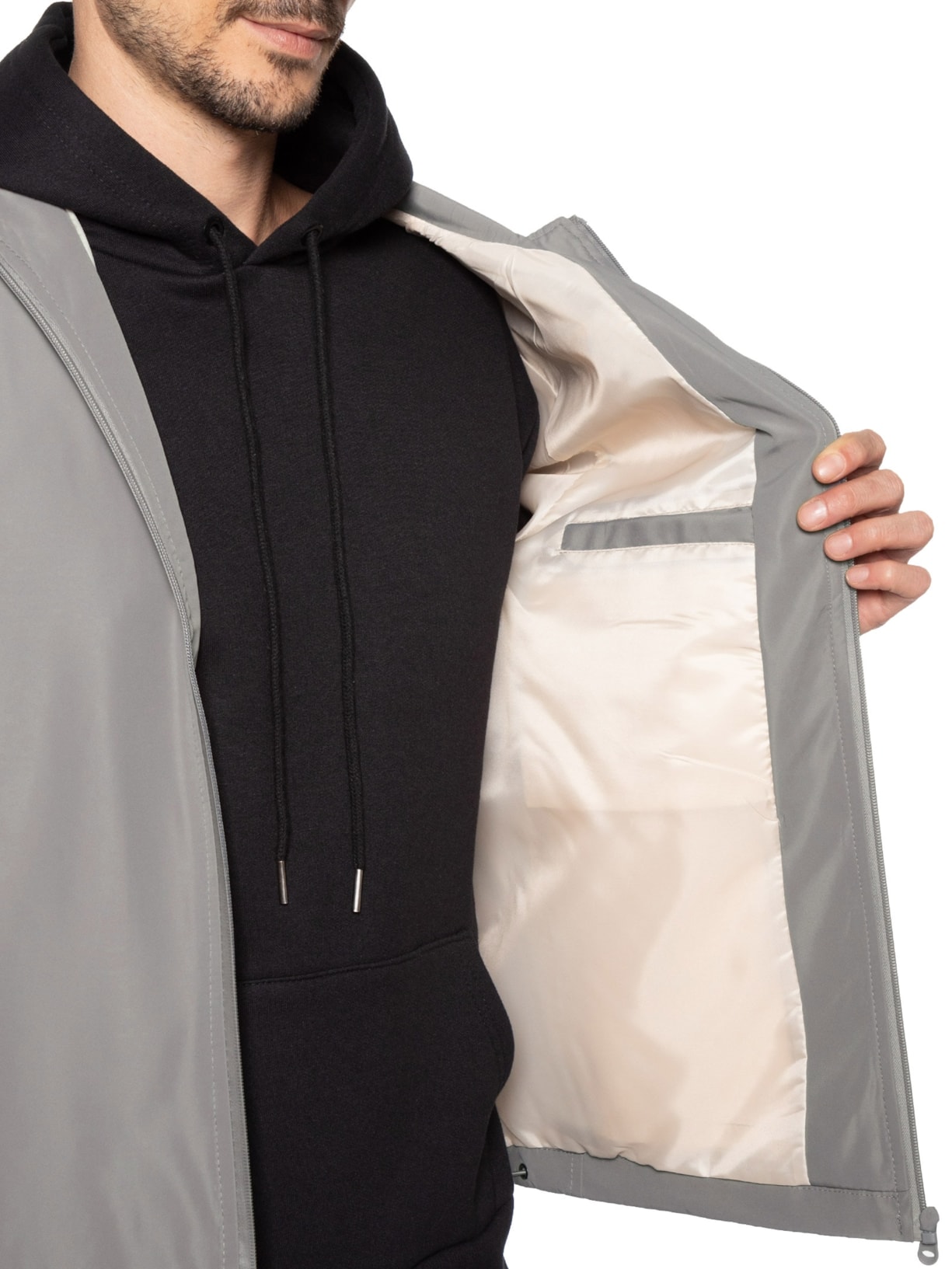 Jaqueta Masculina Corta Vento Casual Cinza Basiq Men