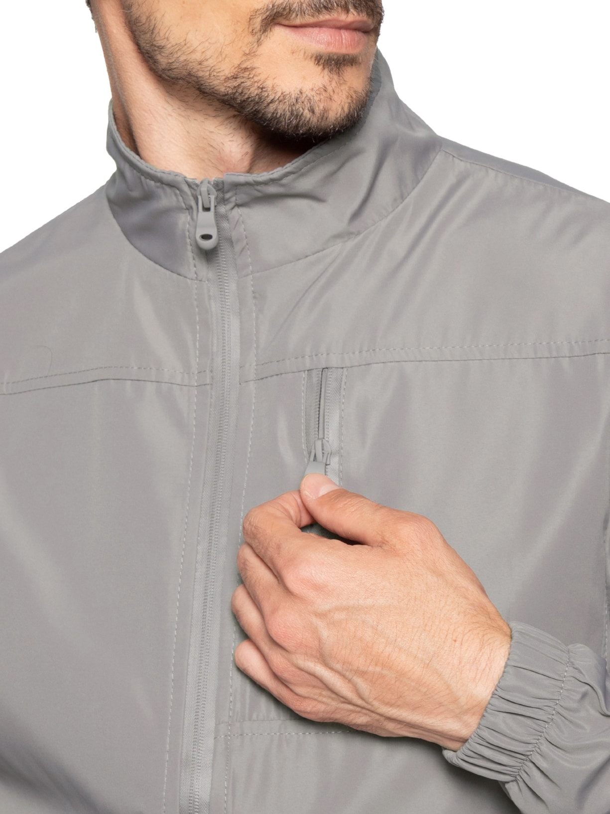 Jaqueta Masculina Corta Vento Casual Cinza Basiq Men