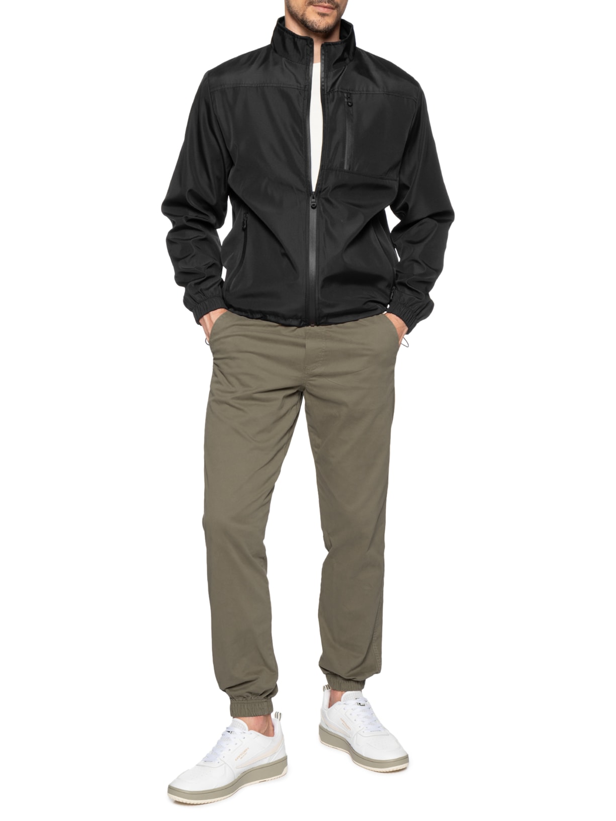 Jaqueta Masculina Corta Vento Casual Preto Basiq Men