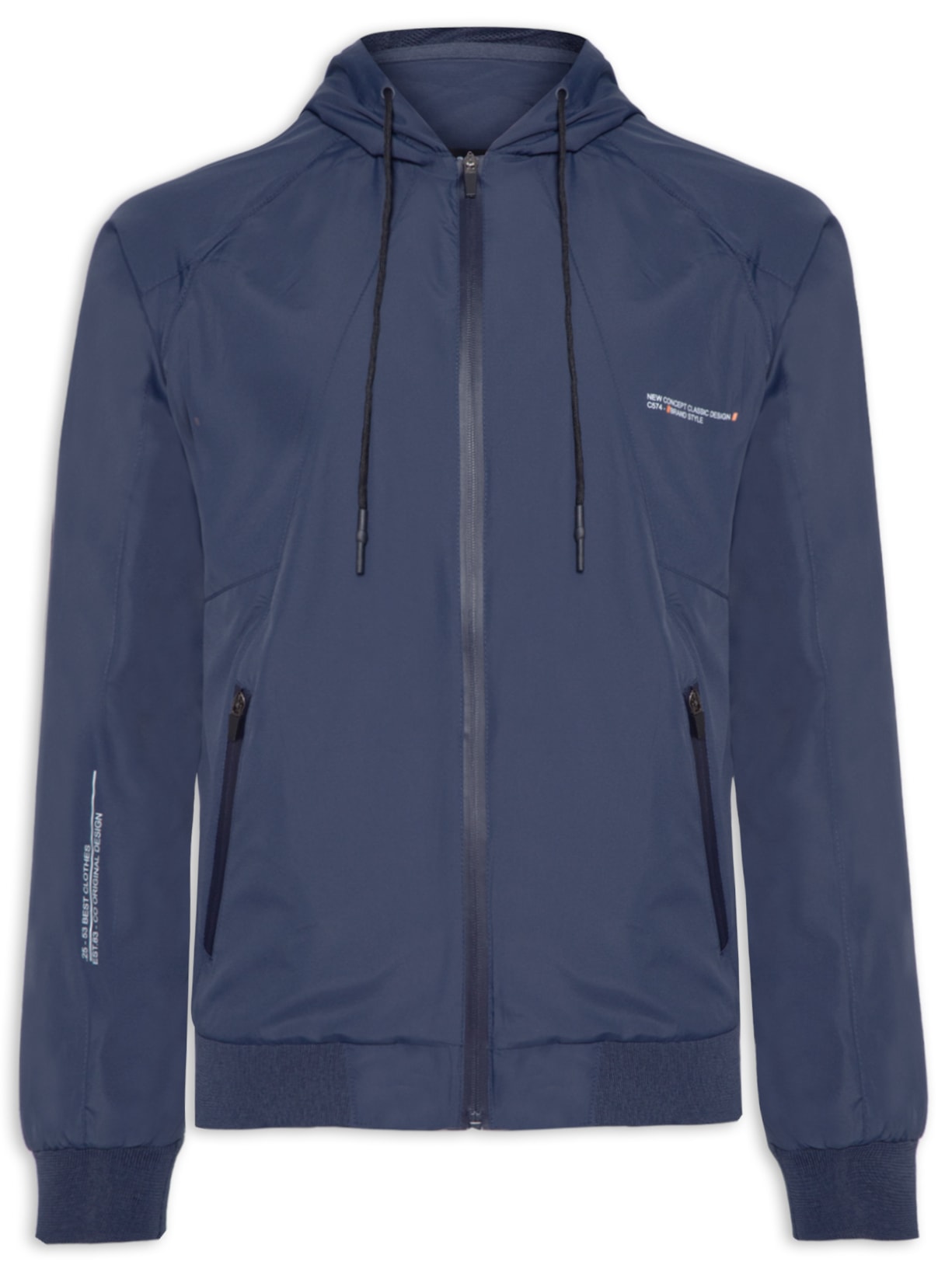 Jaqueta Masculina Corta Vento Com Capuz - Azul