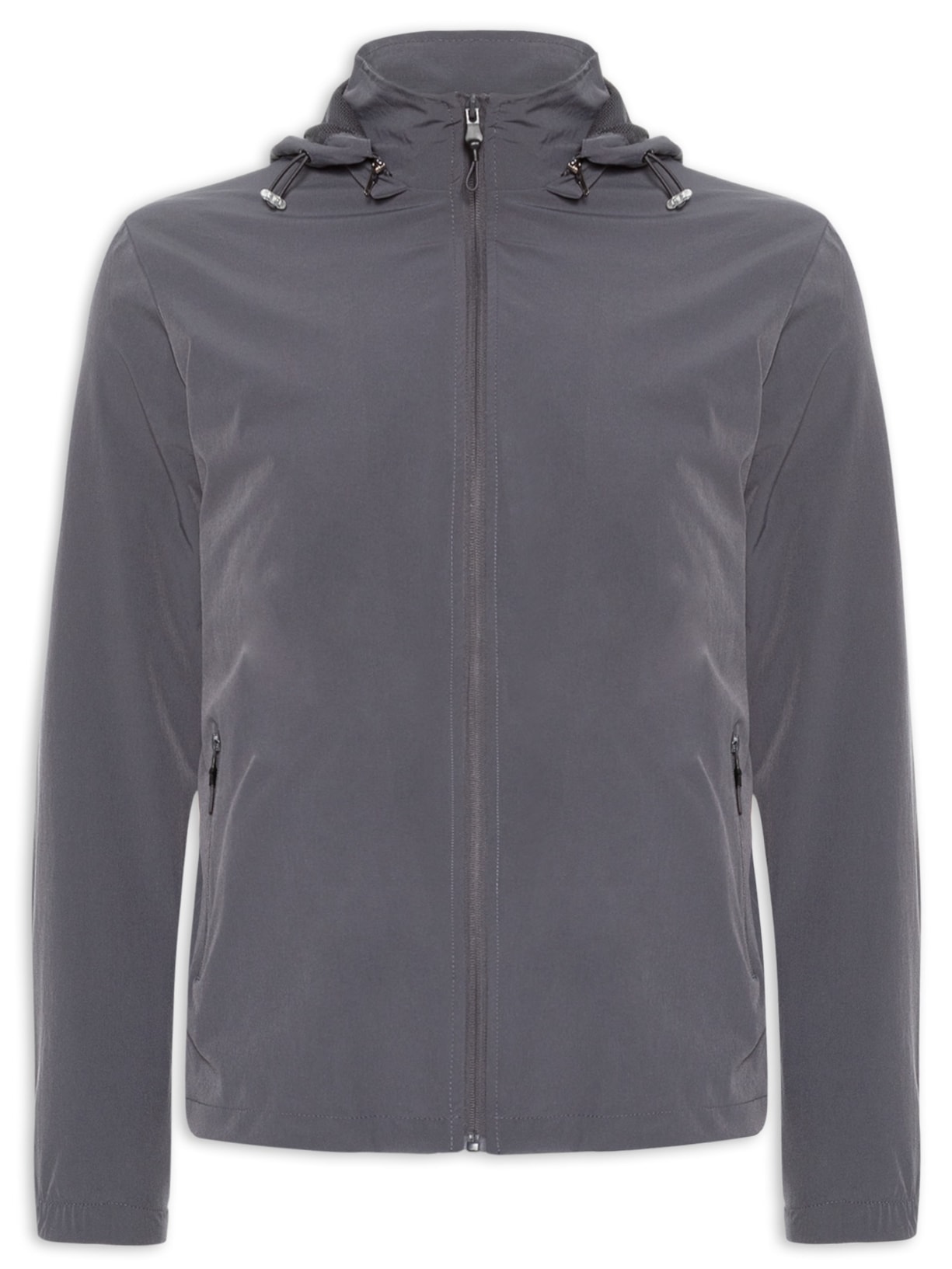 Jaqueta Masculina Corta Vento Com Capuz Básico - Cinza