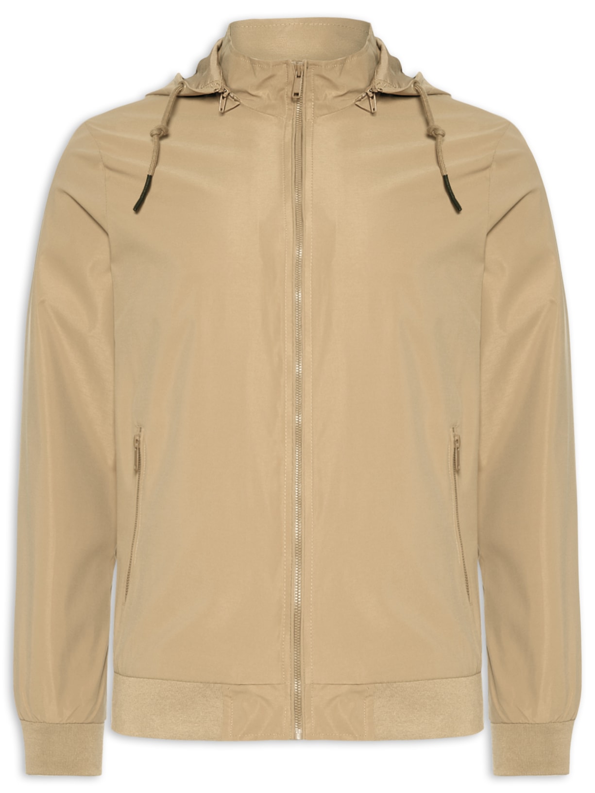 Jaqueta Masculina Corta Vento Com Capuz - Bege