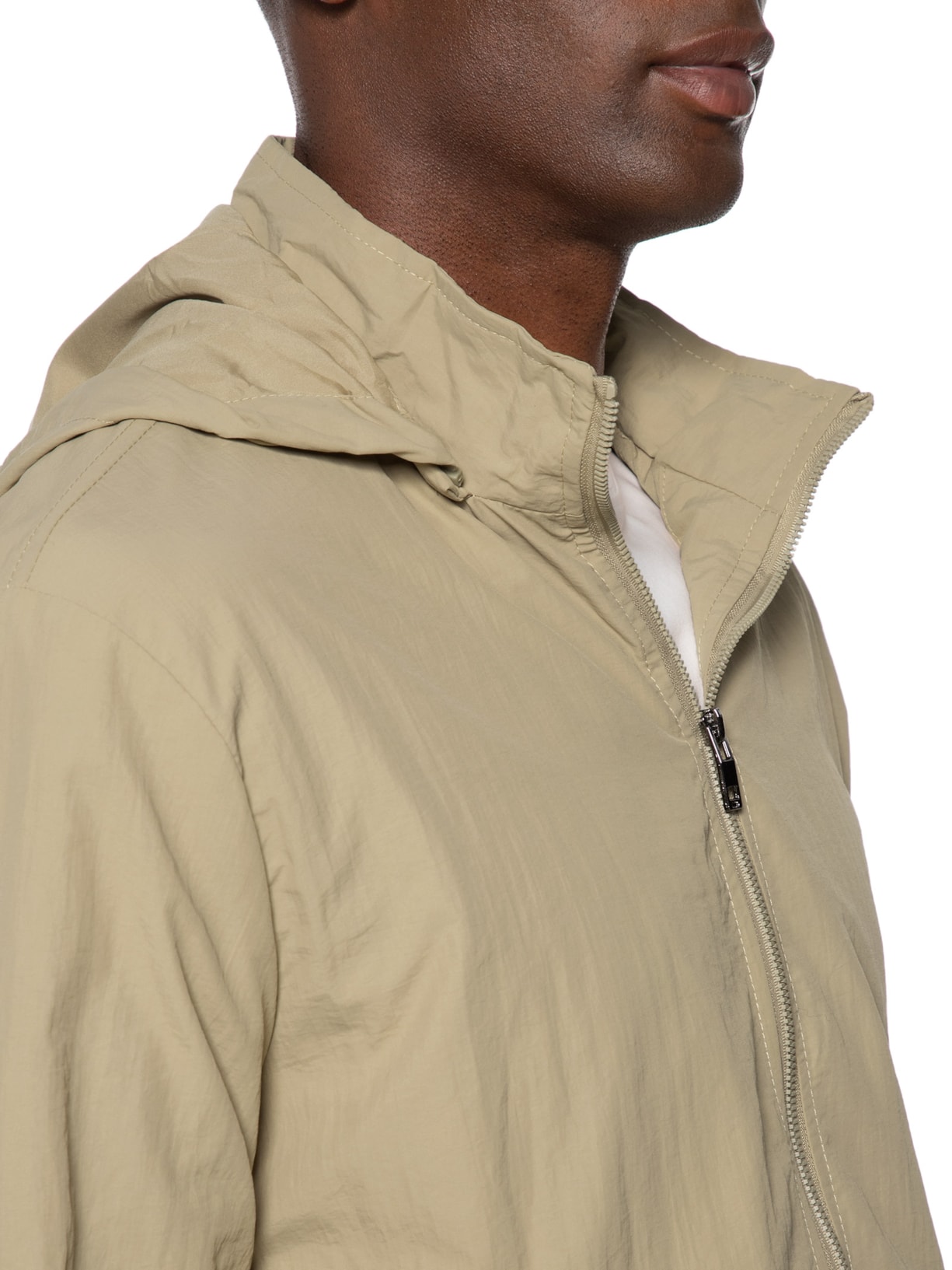 Jaqueta Masculina Corta Vento Com Capuz Bege Basiq Men