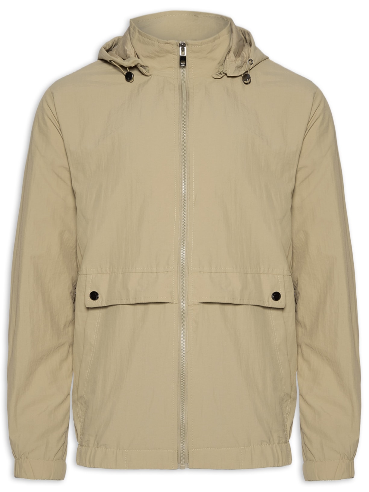 Jaqueta Masculina Corta Vento Com Capuz - Bege