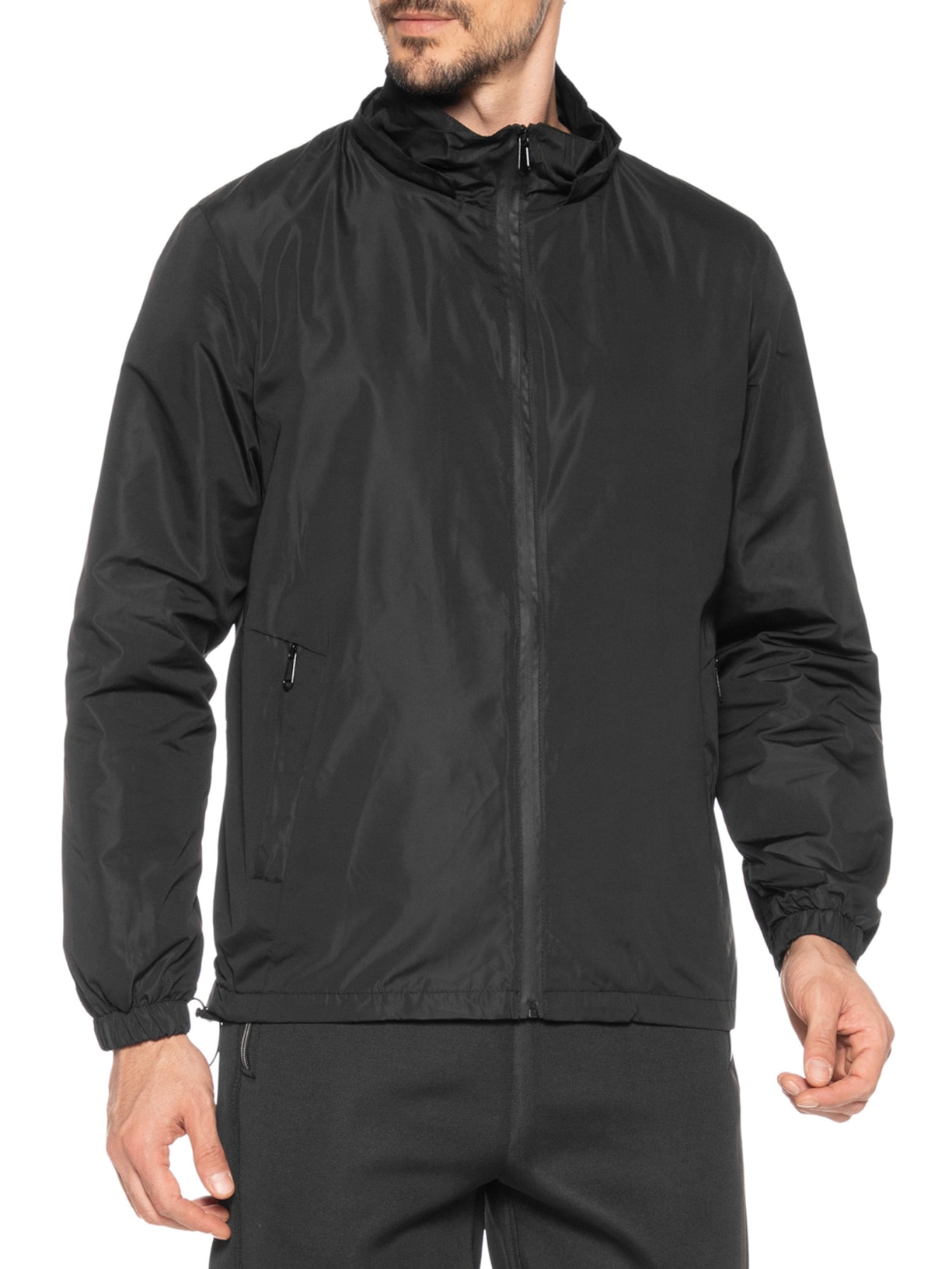 Jaqueta Masculina Corta Vento Com Capuz C84 Preto  '2 Essential