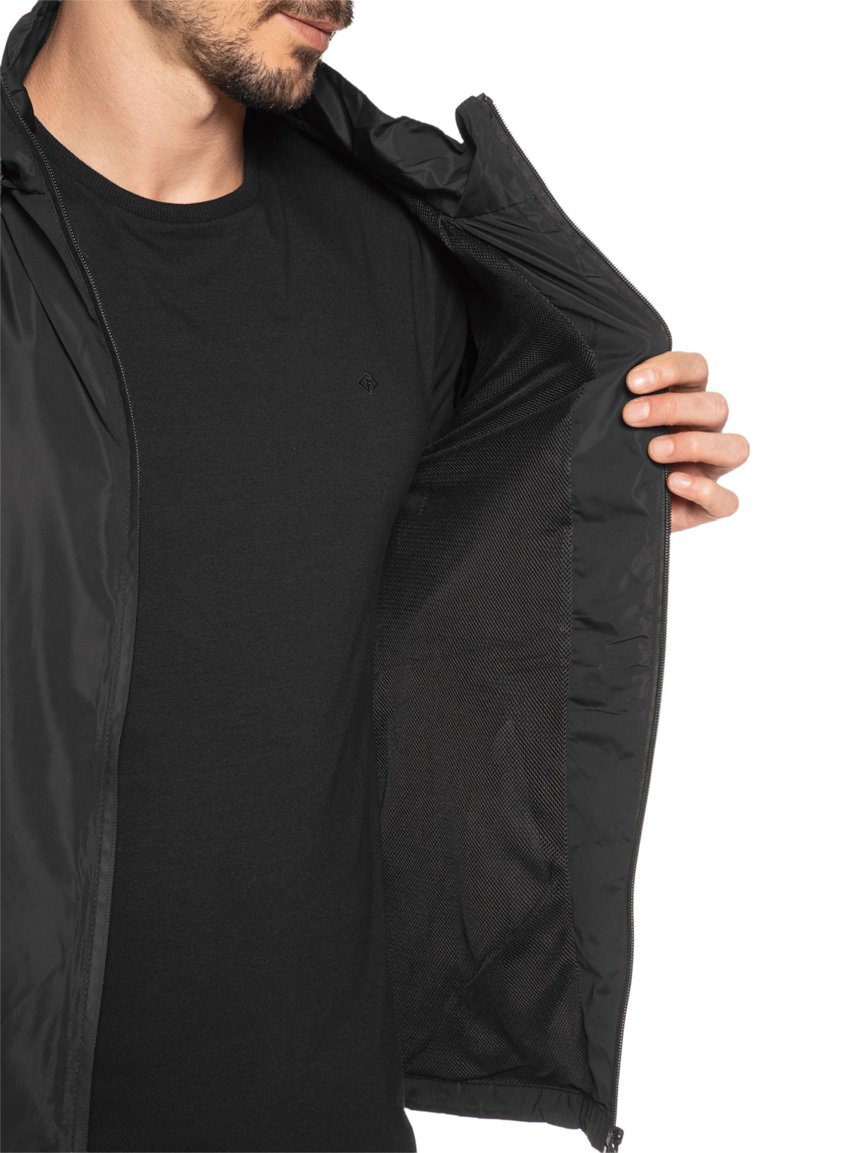 Jaqueta Masculina Corta Vento Com Capuz C84 Preto  '2 Essential